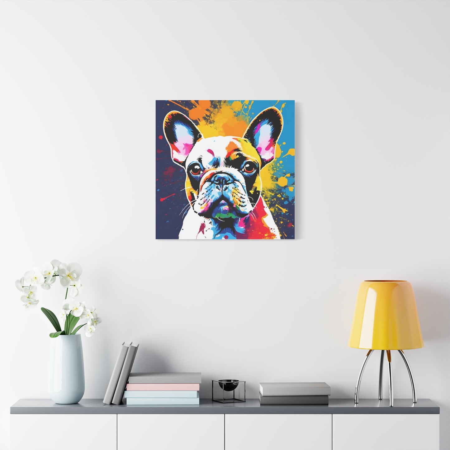 Frenchie Print Wall Art | Matte Canvas, Stretched, 1.25" | Dog Lover | Bulldog | Pet Parent | Modern Art |