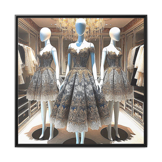 Fashion Formal Runway Dress Framed Canvas Print Wall Art Unique Fashion Designer Style Haute Couture Fashionista Gift Decor 3 Frame Colors
