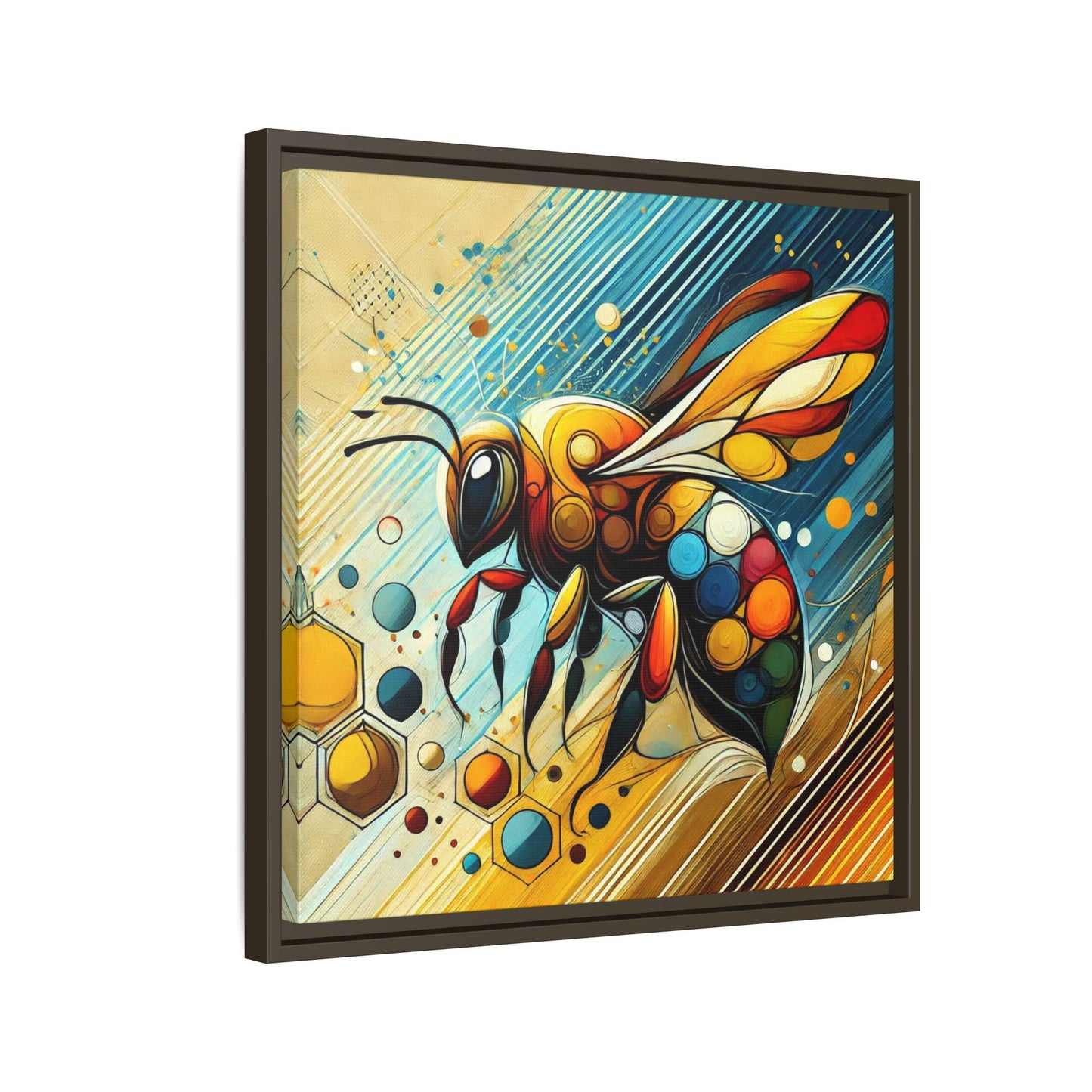 Modern Bee Print Abstract Design Unique Framed Canvas Print Insect Lover Wall Art Animal Lover Gift Nature Lover Decor 3 frame colors