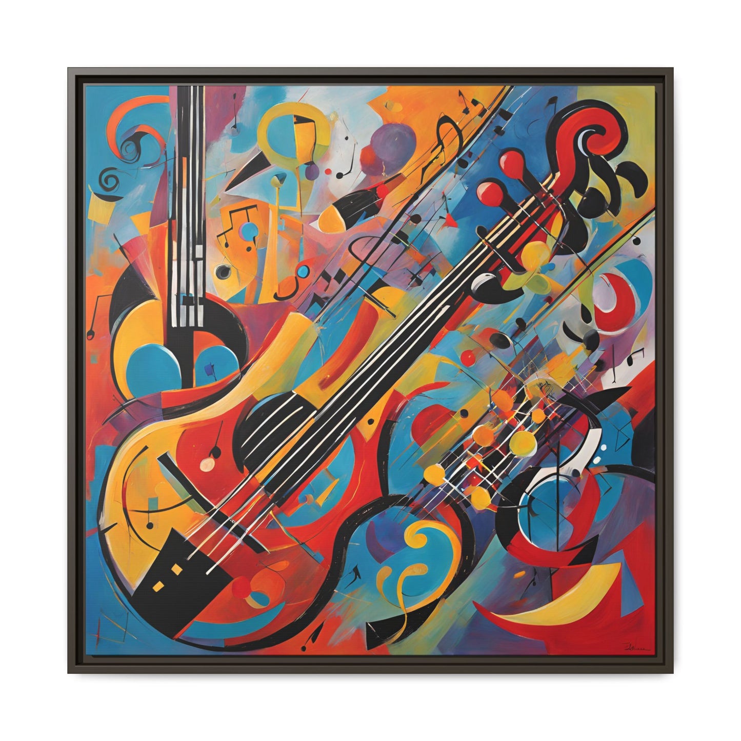Modern Music-Themed Print Abstract Design Unique Framed Canvas Print Guitar Wall Art Music Lover Gift Decor 3 frame colors