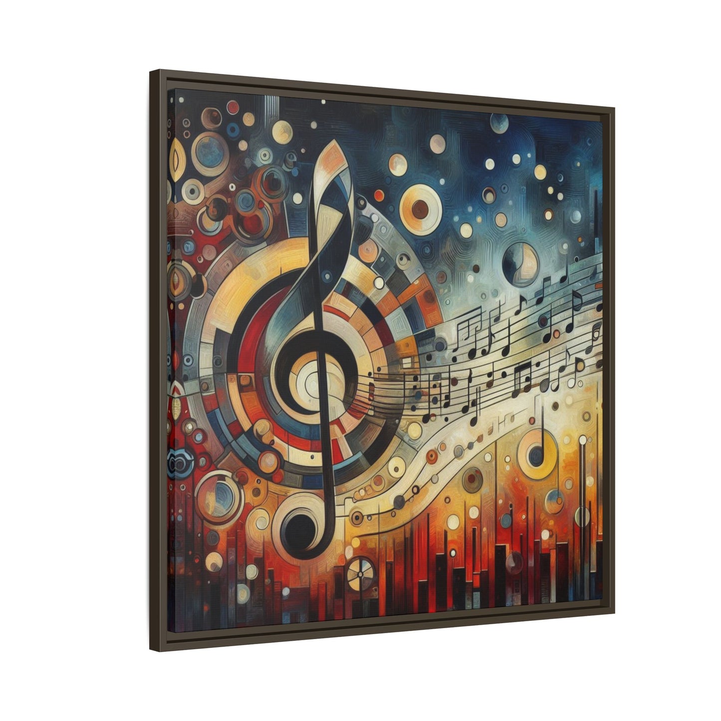 Modern Music-Themed Print Abstract Design Unique Framed Canvas Print Treble Clef Note Wall Art Music Lover Gift Decor 3 frame colors