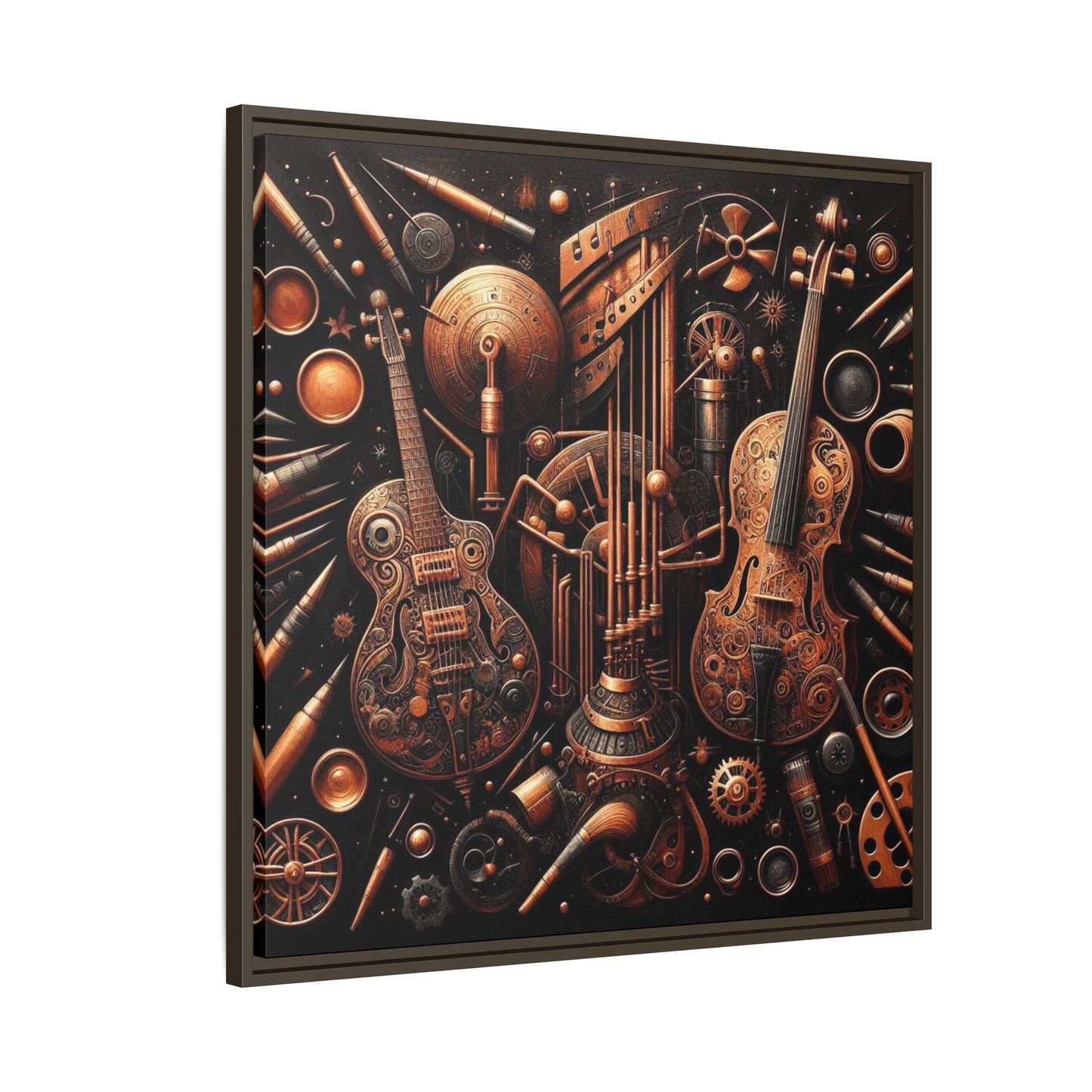 Modern Music-Themed Print Abstract Design Unique Framed Canvas Print Steampunk Wall Art Music Lover Gift Decor 3 frame colors