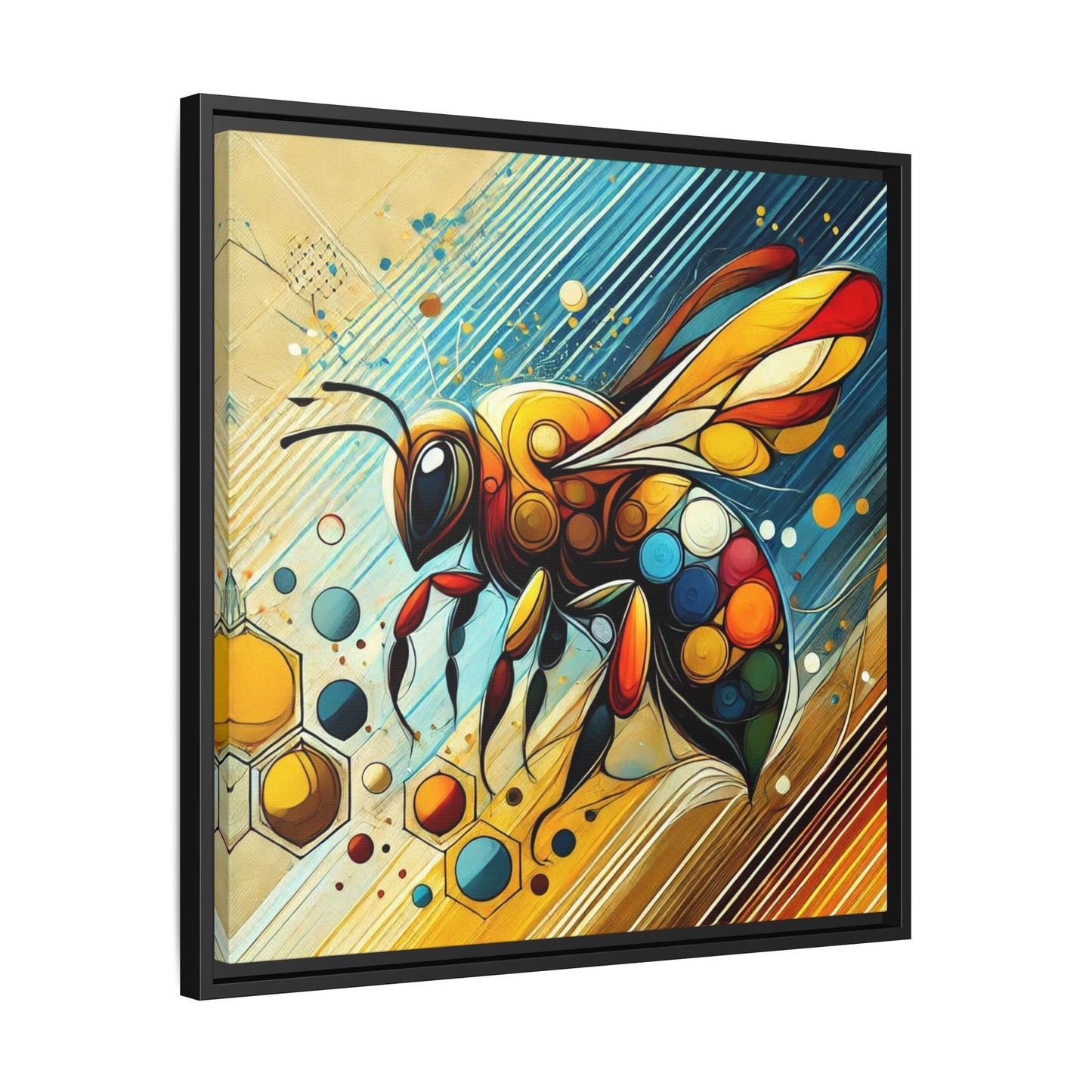 Modern Bee Print Abstract Design Unique Framed Canvas Print Insect Lover Wall Art Animal Lover Gift Nature Lover Decor 3 frame colors
