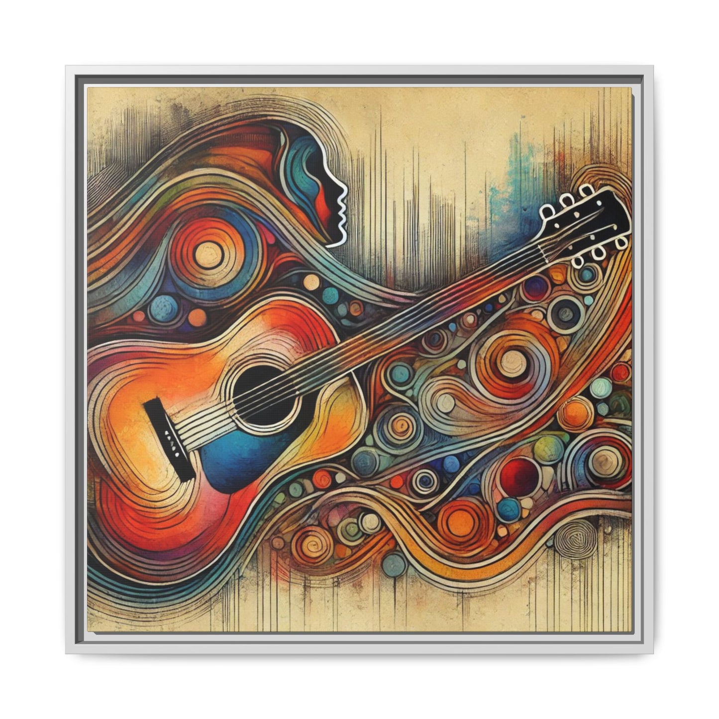 Modern Music-Themed Print Abstract Design Unique Framed Canvas Print Guitar Wall Art Music Lover Gift Decor 3 frame colors
