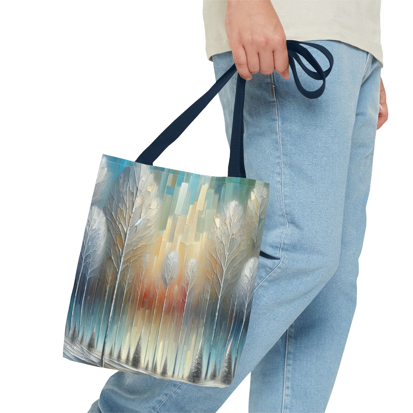 Modern Art Christmas Tote Bag Holiday Cheer Gift Glam Winter Accessory Reusable Winter Tree Shopping Bag Xmas Joy Unisex Bag for Him Her
