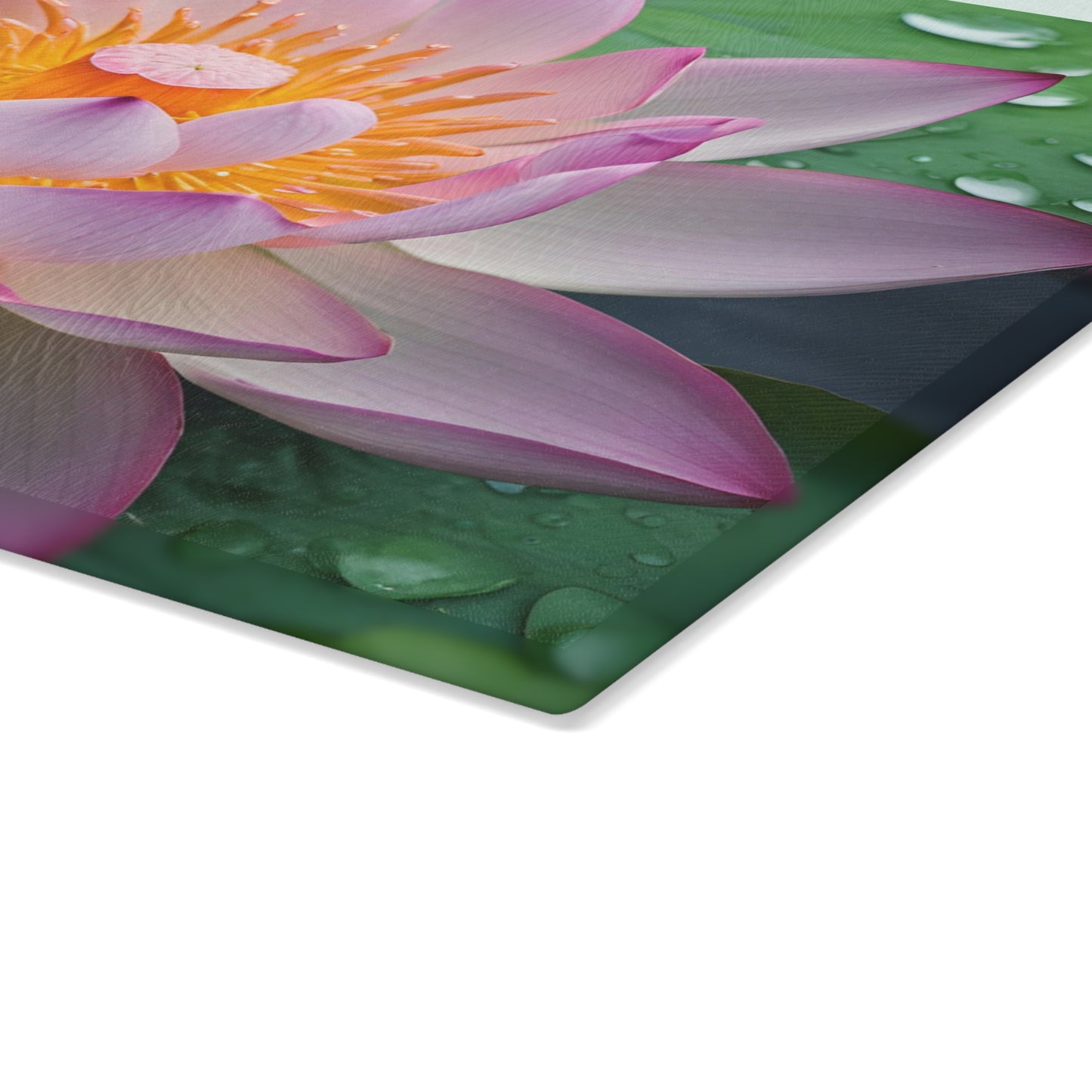Kitchen Decor Glass Cutting Board Serving Tray with Lotus Flower Design Cutting Board Gift for Home Cook Charcuterie Board