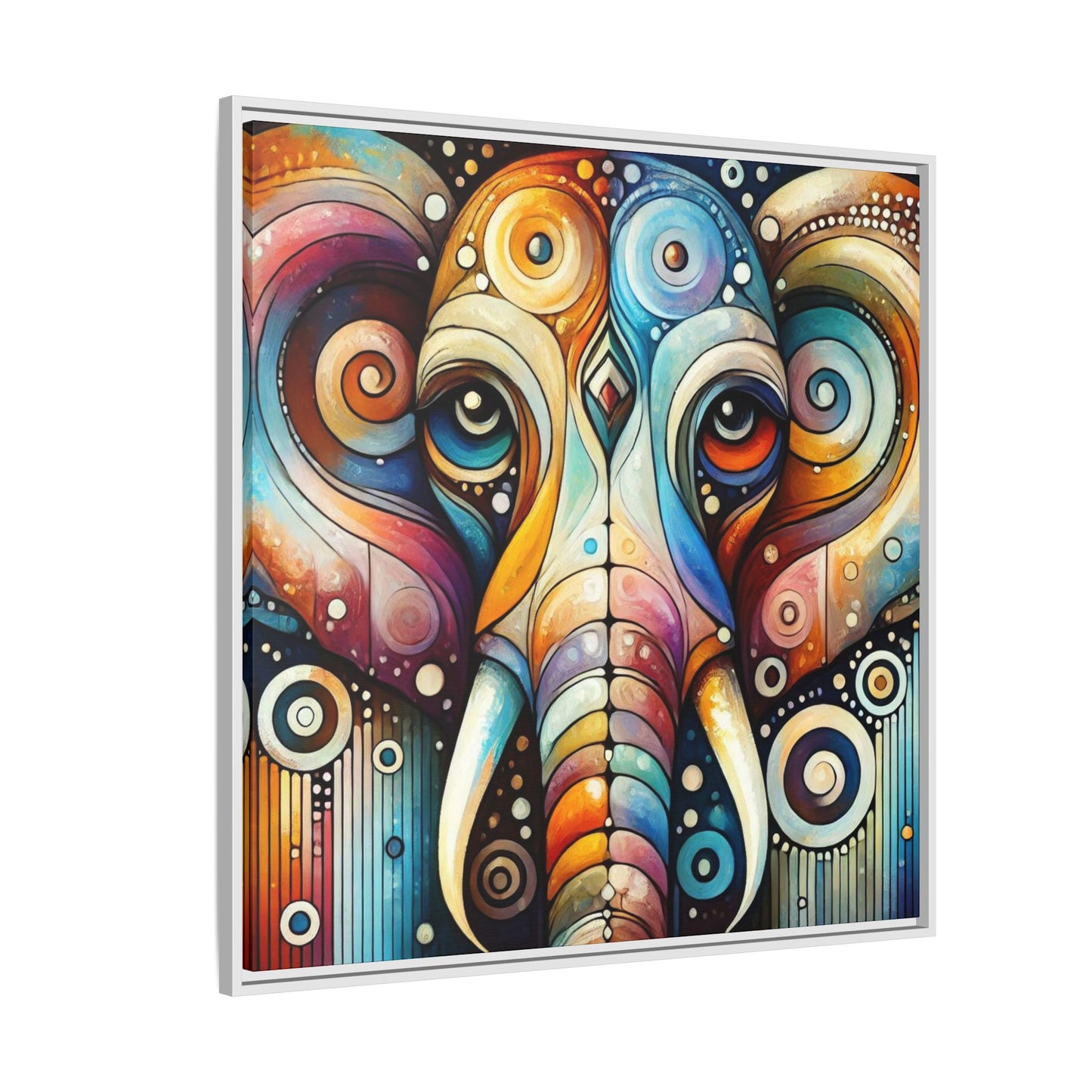 Modern Elephant Face Print Abstract Design Unique Framed Canvas Print African Wall Art Animal Lover Nature Lover Decor 3 frame colors