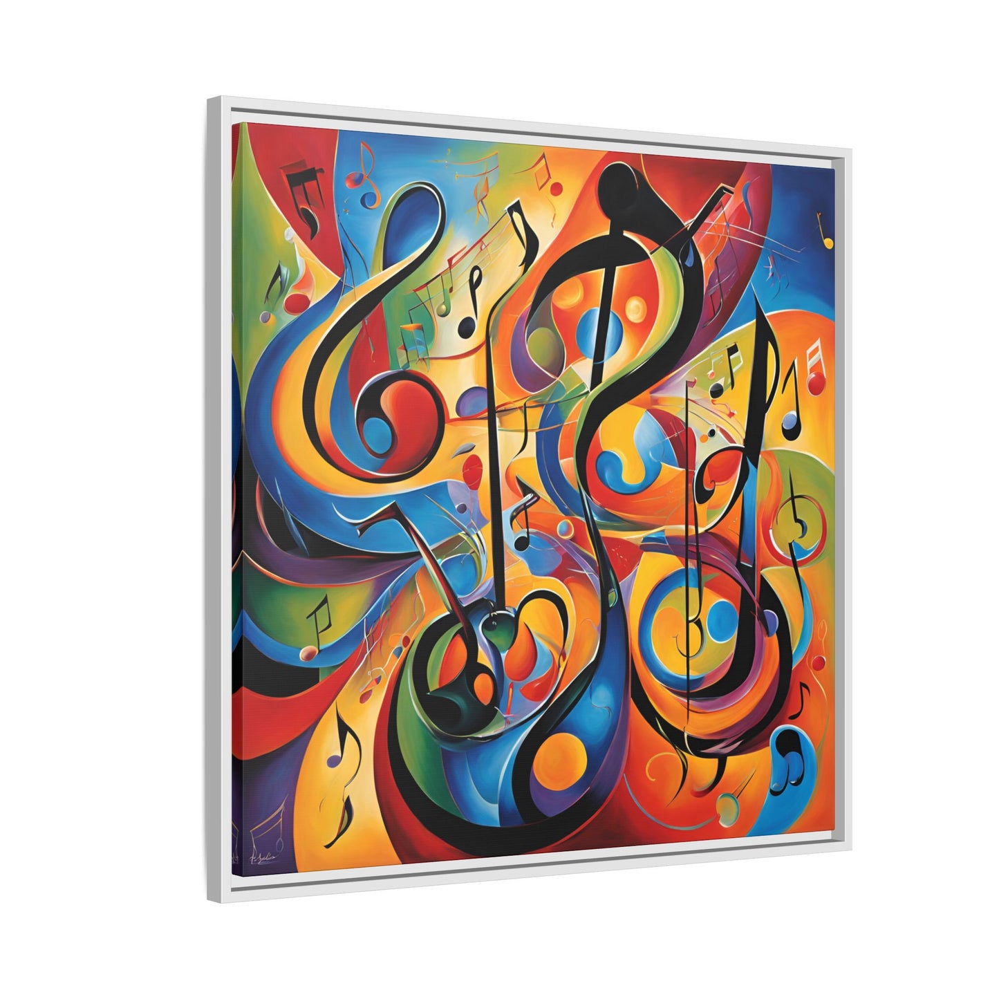 Modern Music-Themed Print Abstract Design Unique Framed Canvas Print Treble Clef Note Wall Art Music Lover Gift Decor 3 frame colors
