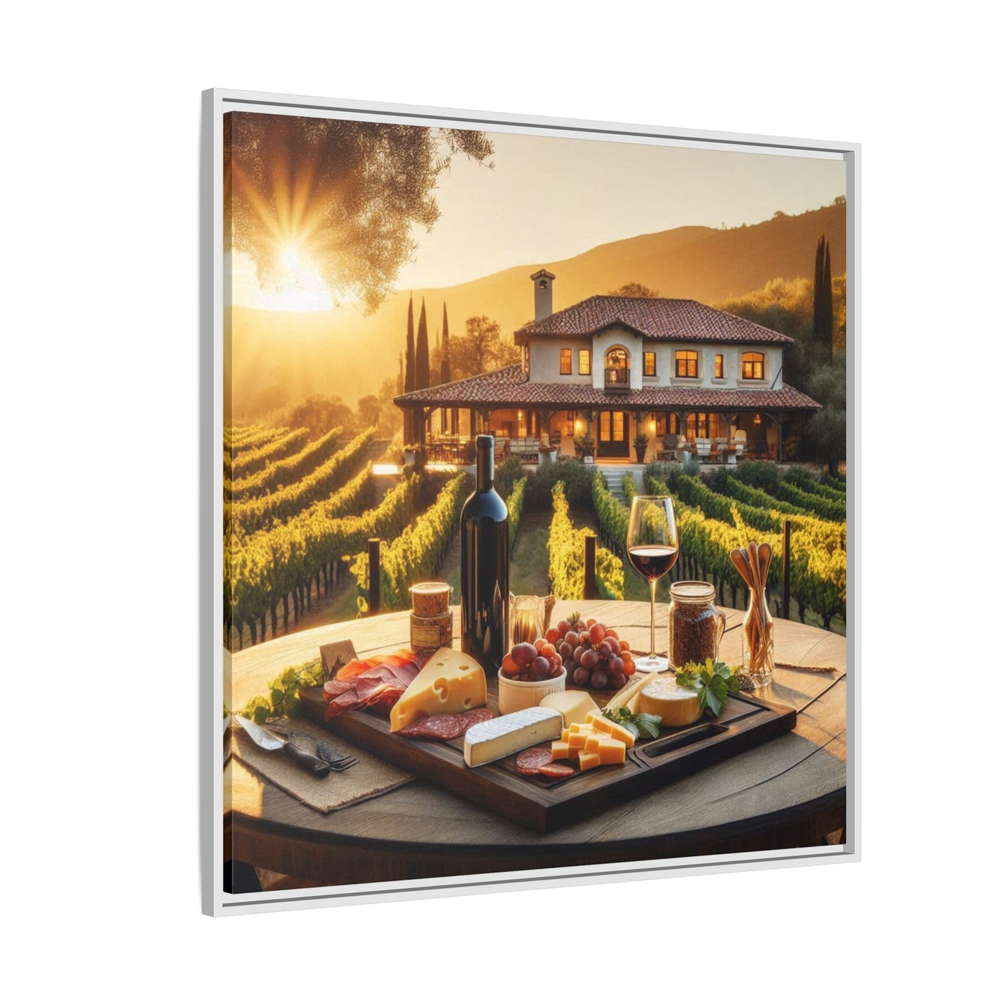Vineyard Design Unique Framed Canvas Wall Art Gift Nature Lover Landscape Decor Wine Lover Gift Grape Vines Image 3 frame colors