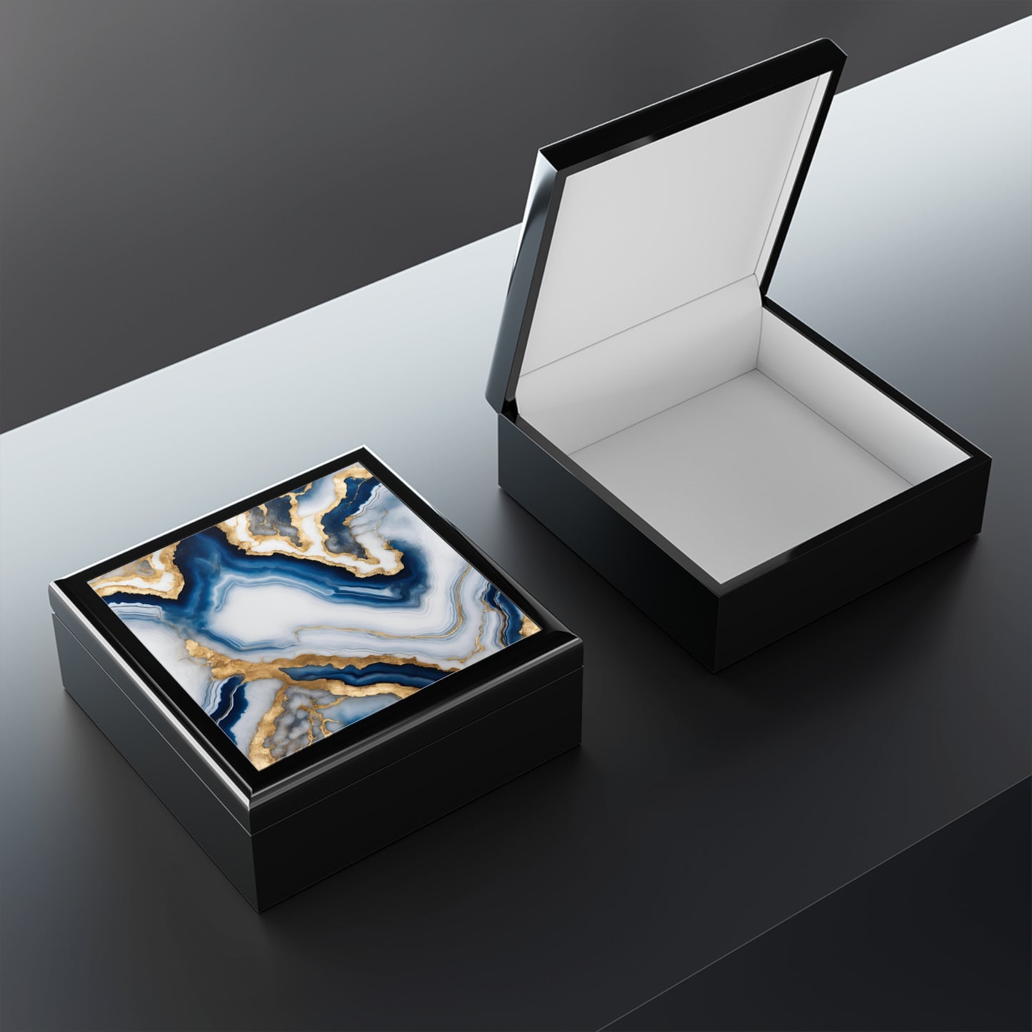 Unique Art Print Design Jewelry Box Trinket Box Bedroom Dresser Decor Vanity Gift Box - 3 colors to choose from