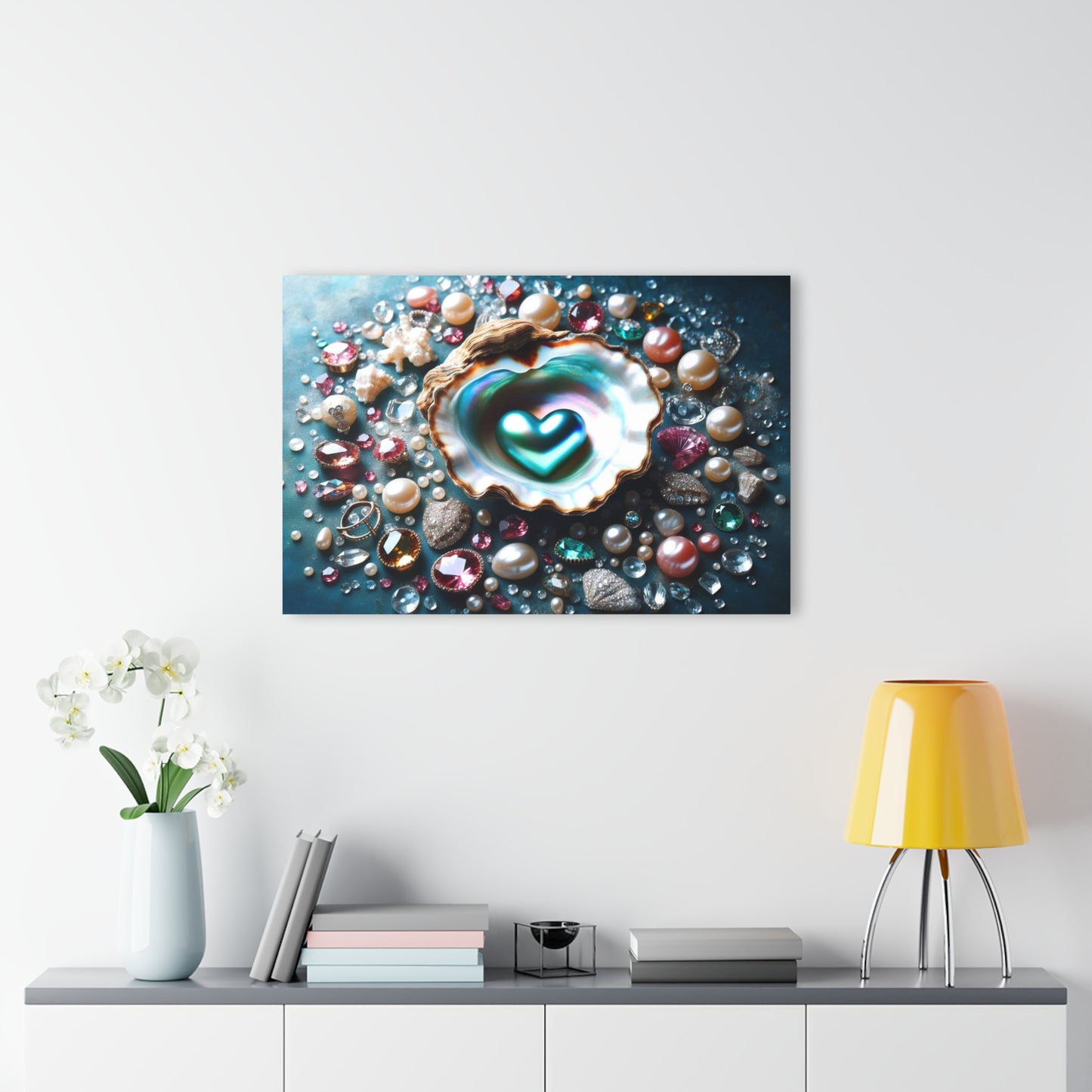 Heart-shaped Pearl in Oyster Shell Acrylic Print with French Cleat Salt-life Oceanic Nature Wall Art Beachy Relaxing Artwork Modern Decor
