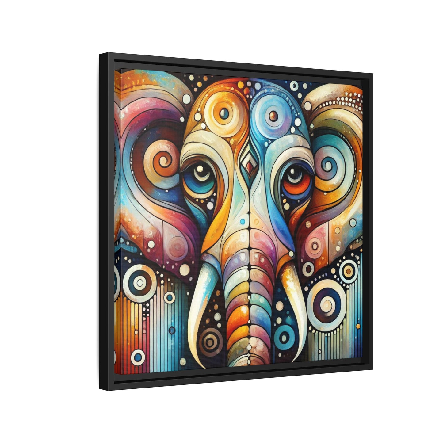 Modern Elephant Face Print Abstract Design Unique Framed Canvas Print African Wall Art Animal Lover Nature Lover Decor 3 frame colors