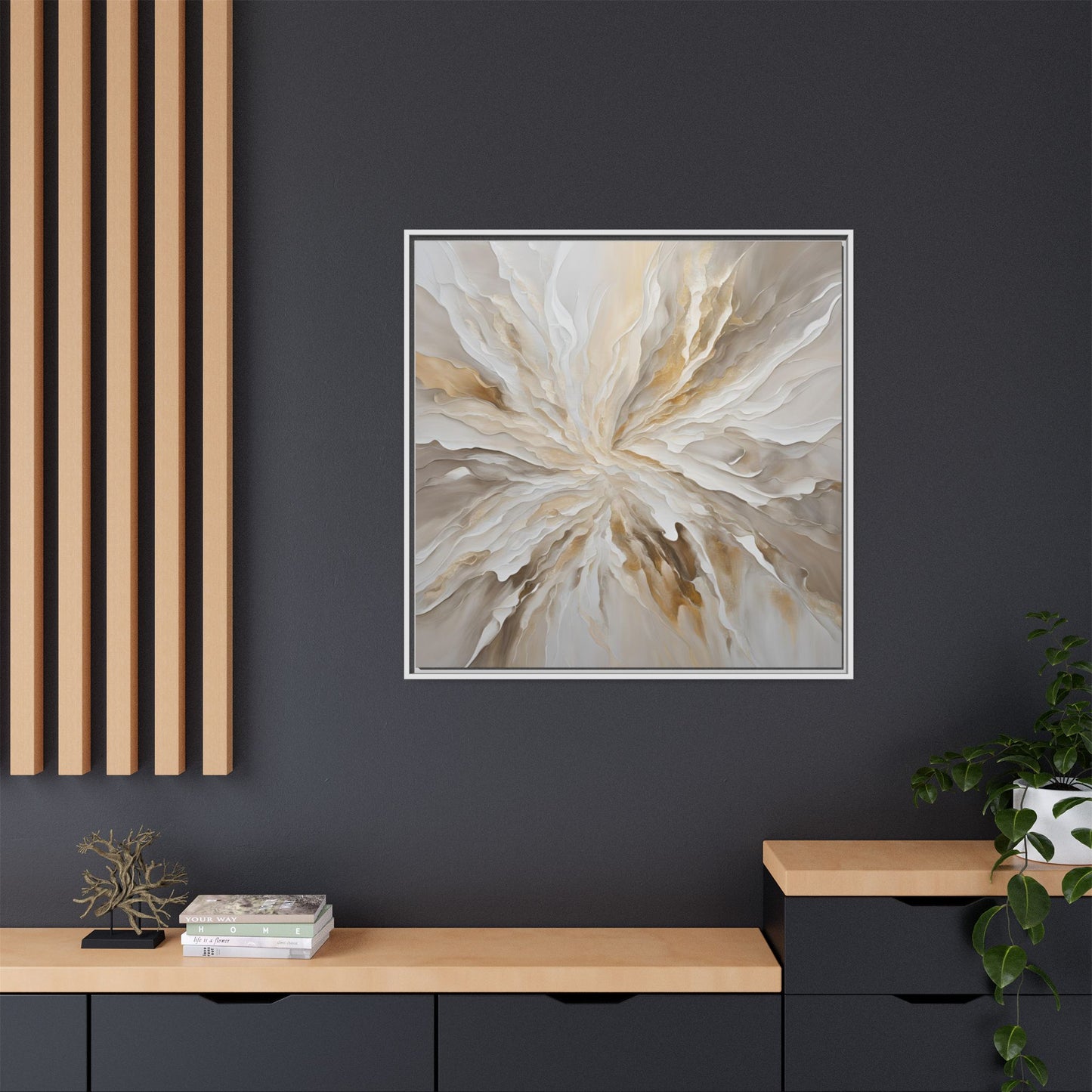 Modern Abstract Floral Design Unique Framed Canvas Wall Art Starburst Gift Nature Lover Gift Garden Lover Gift 3 frame colors