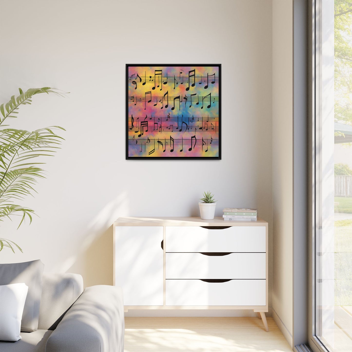 Modern Music-Themed Print Abstract Design Unique Framed Canvas Print Sheet Music Wall Art Music Lover Gift Decor 3 frame colors