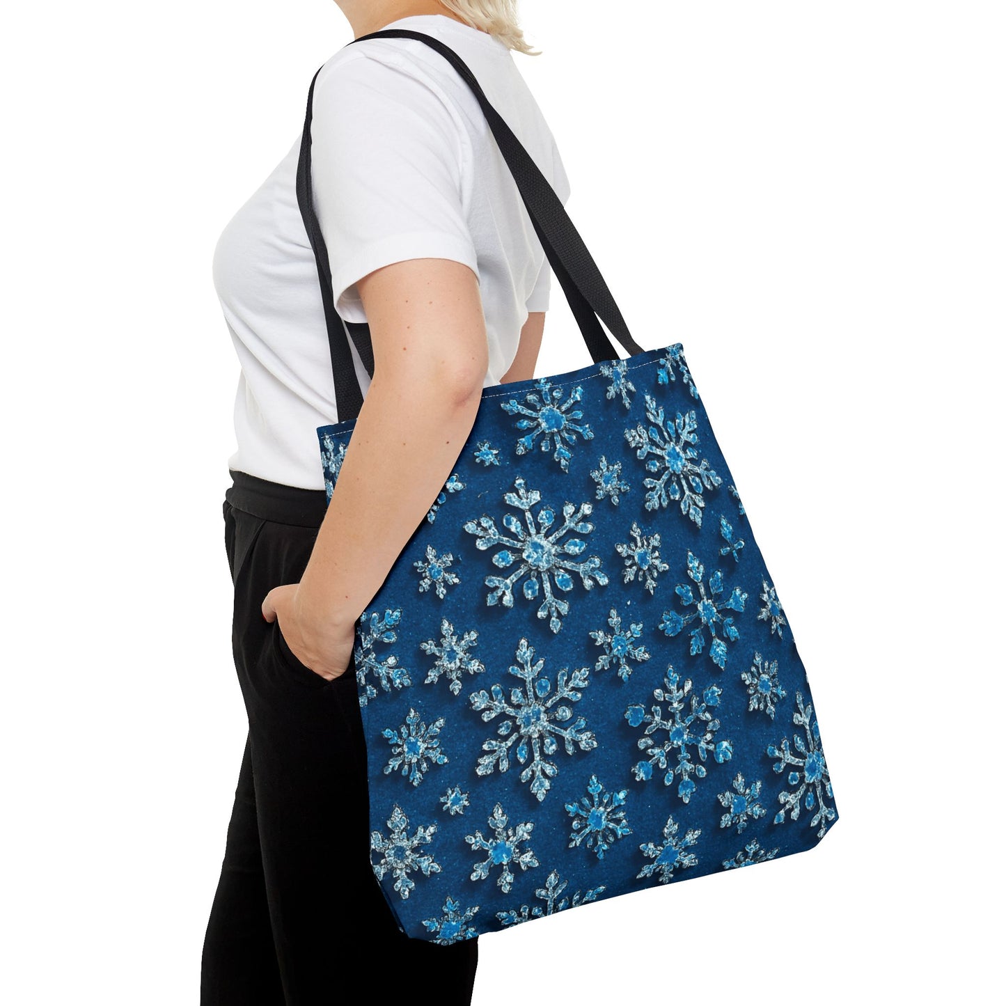 Snowflake Christmas Tote Bag Holiday Cheer Gift Glam Winter Accessory Reusable Winter Tree Shopping Bag Xmas Joy Gift Unisex Bag for Him Her
