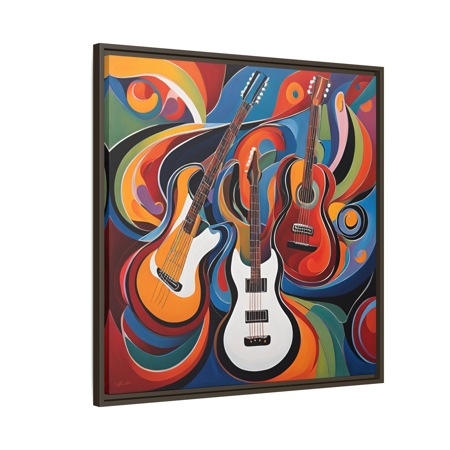 Modern Music-Themed Print Abstract Design Unique Framed Canvas Print Guitar Wall Art Music Lover Gift Decor 3 frame colors