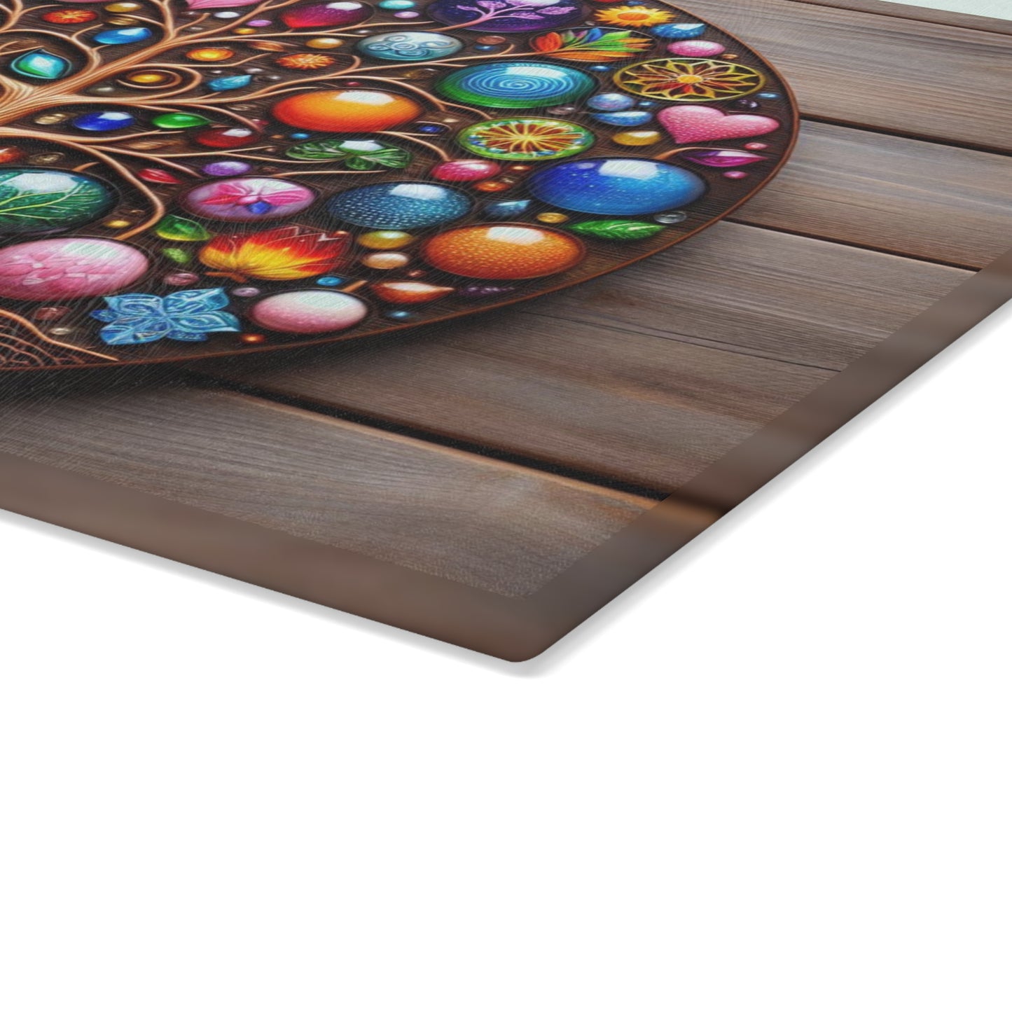 Kitchen Decor Glass Cutting Board Serving Tray with Tree of Life Design Cutting Board Gift for Home Cook Glass Charcuterie Board