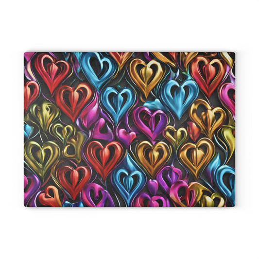 Kitchen Decor Glass Cutting Board Serving Tray with Heart Design Cutting Board Gift for Home Cook Charcuterie Board