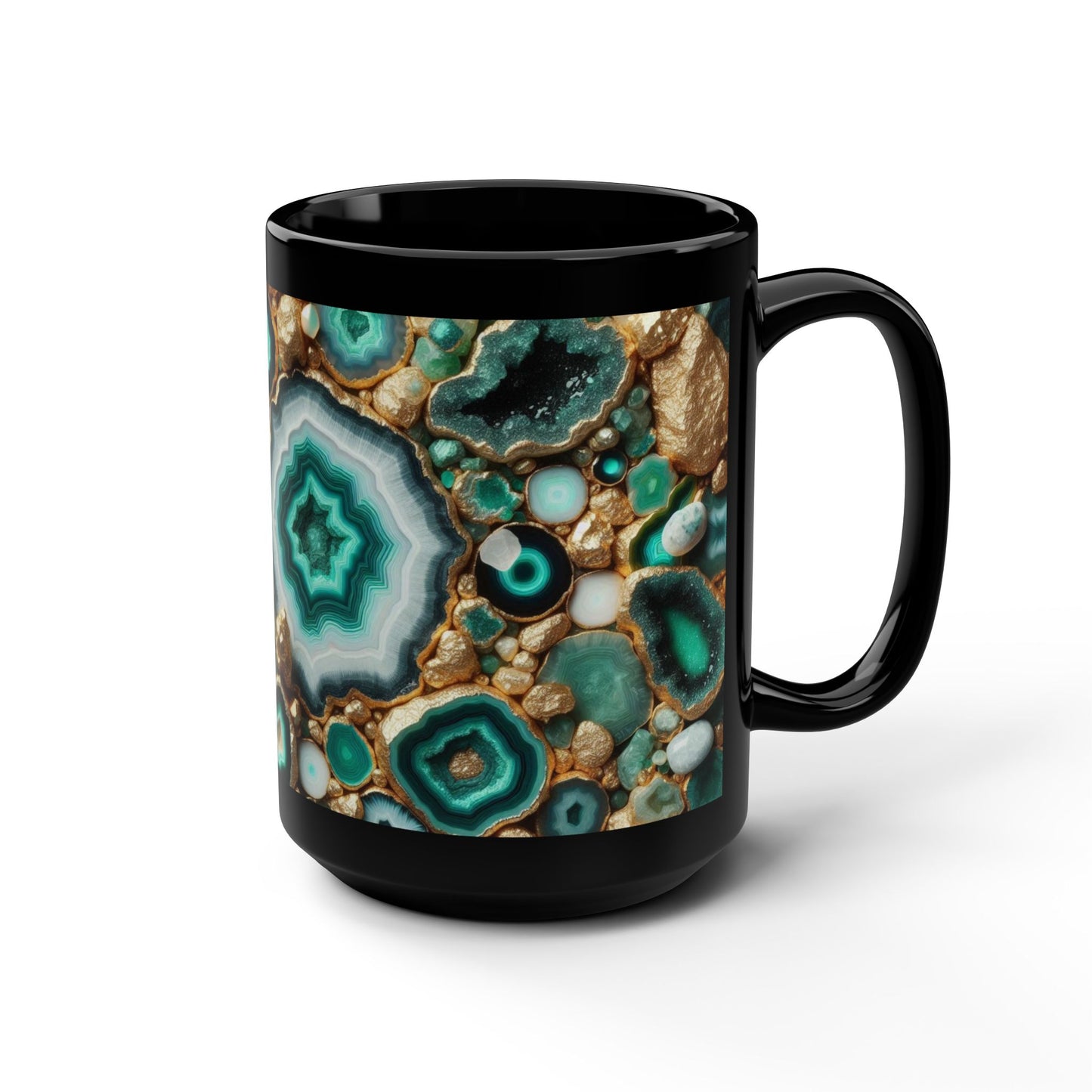 Ceramic Coffee Mug Quartz-Inspired Agate Image Nature Lover Ceramic Unique Colorful Teacup Geode Rock Gemstone Lover Ceramic 15 oz Mug
