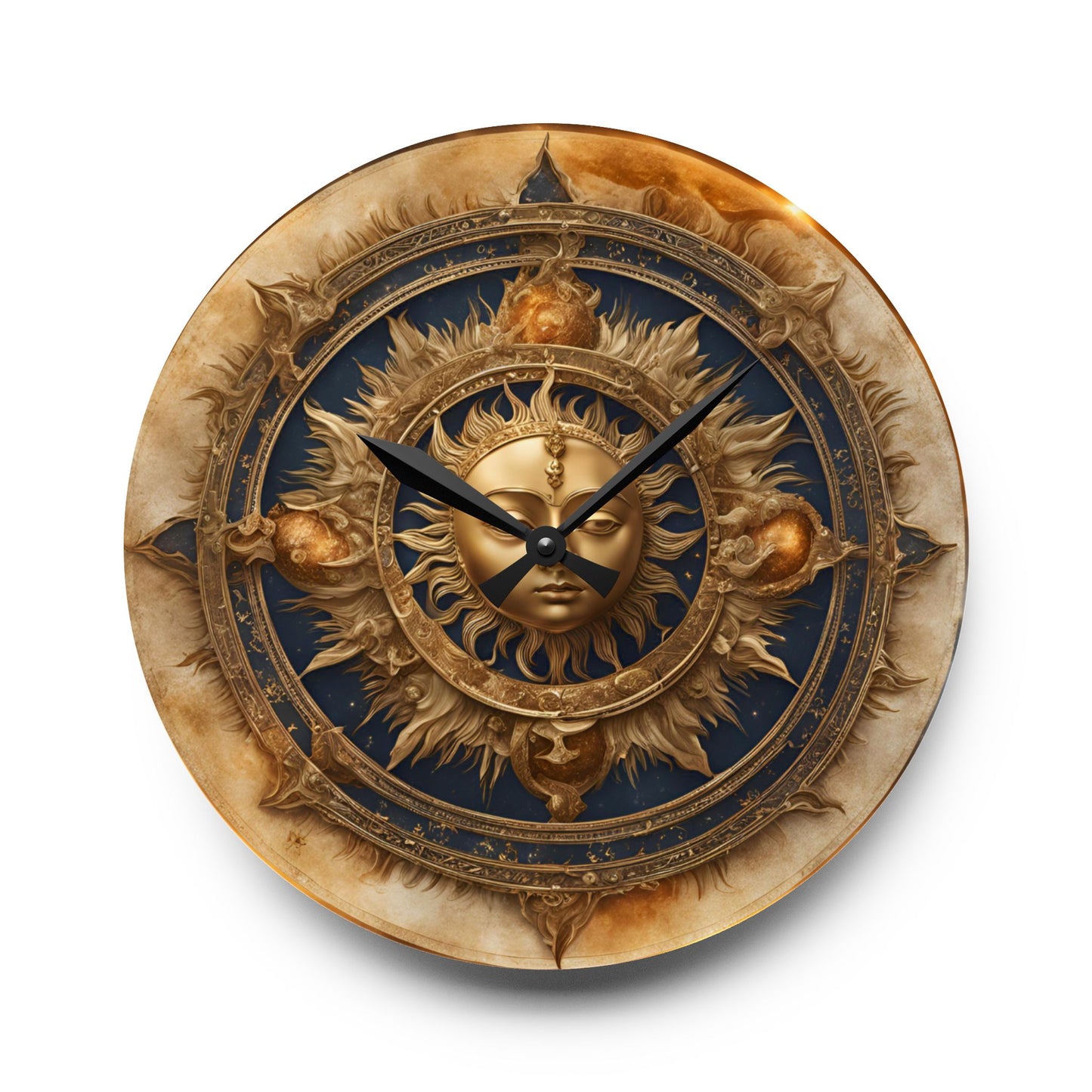Boho Celestial Design Acrylic Office Clock Unique Colorful Wall Clock for Kitchen or Living Room Astrological Gift