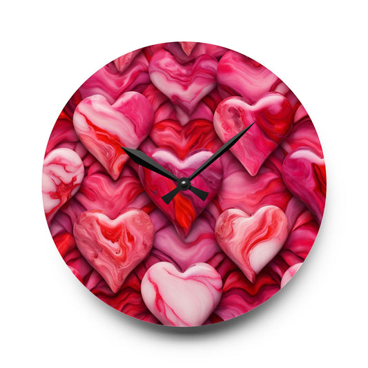 Heart Design Acrylic Office Clock Unique Colorful Wall Clock for Kitchen or Living Room Nature Lover Gift Rock Art Design