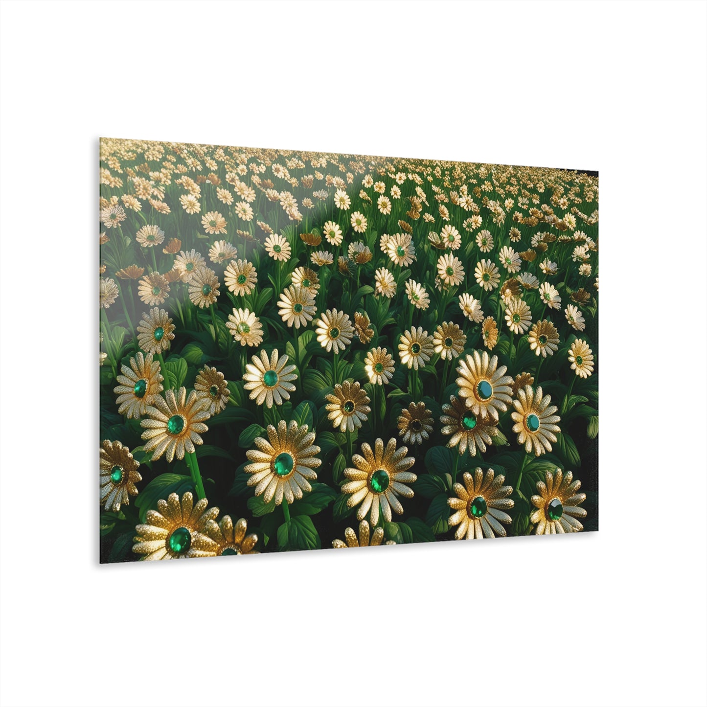 Floral Design Acrylic Gold and Gemstone Daisy Print Nature Lover Wall Art Flower Lover Gift Flower Artwork Modern Garden Home Decor