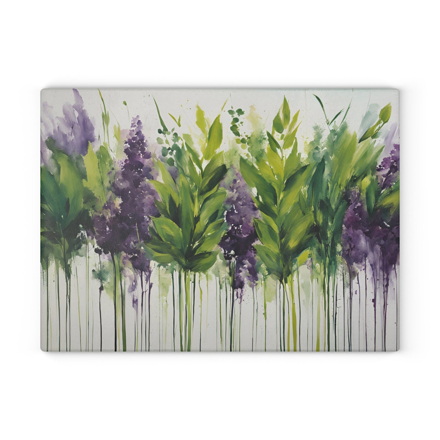 Kitchen Decor Glass Cutting Board Serving Tray with Herbal Pattern Cutting Board Gift for Home Cook Charcuterie Board