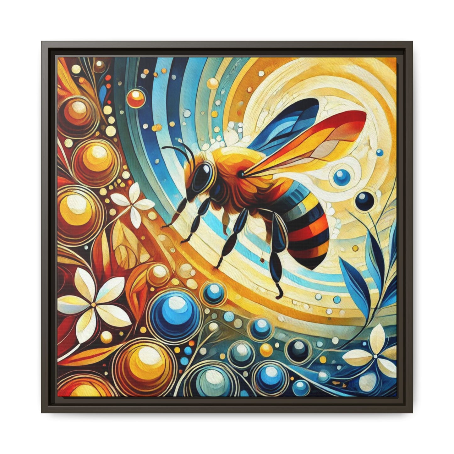 Modern Bee Print Abstract Design Unique Framed Canvas Print Insect Lover Wall Art Animal Lover Nature Lover Decor 3 frame colors