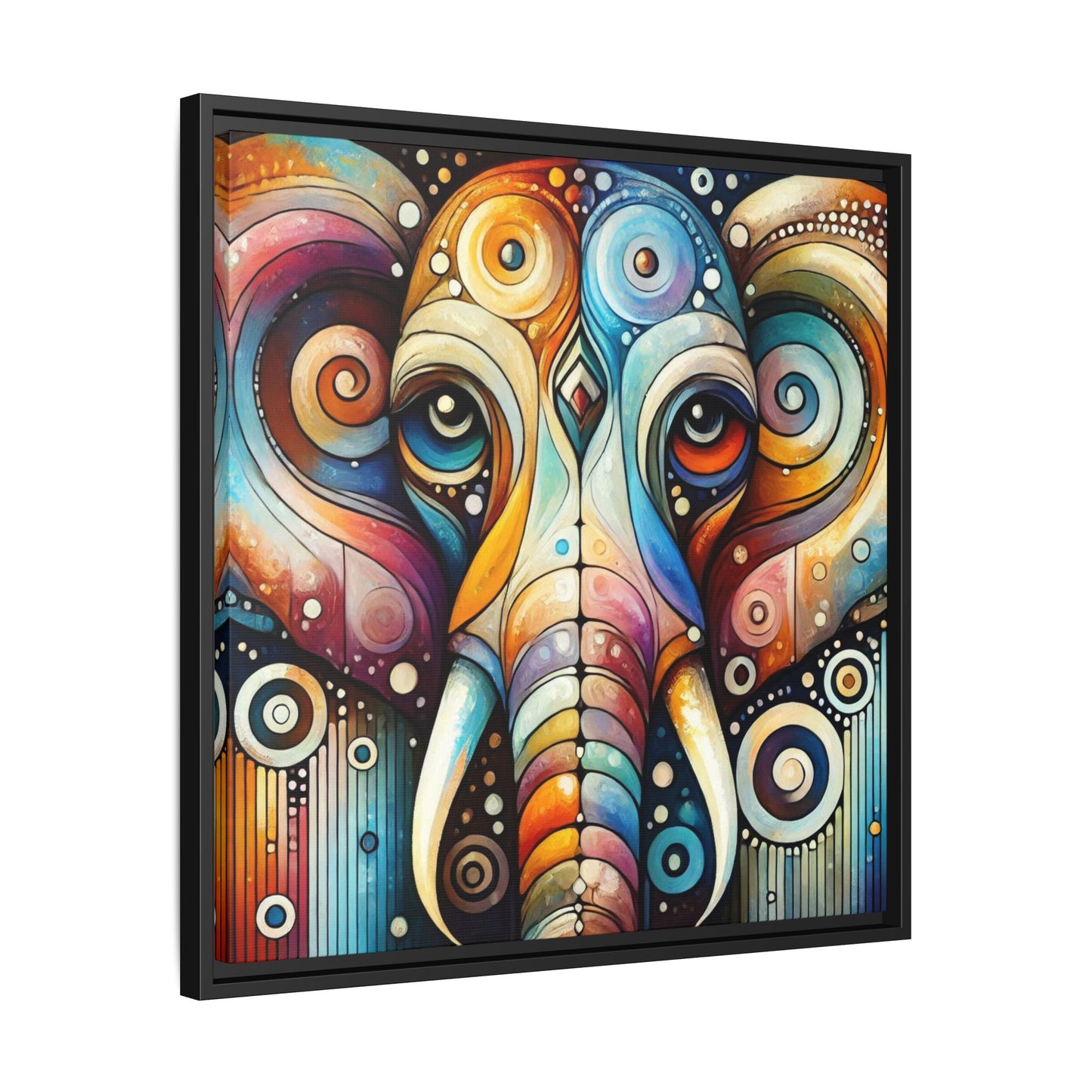 Modern Elephant Face Print Abstract Design Unique Framed Canvas Print African Wall Art Animal Lover Nature Lover Decor 3 frame colors