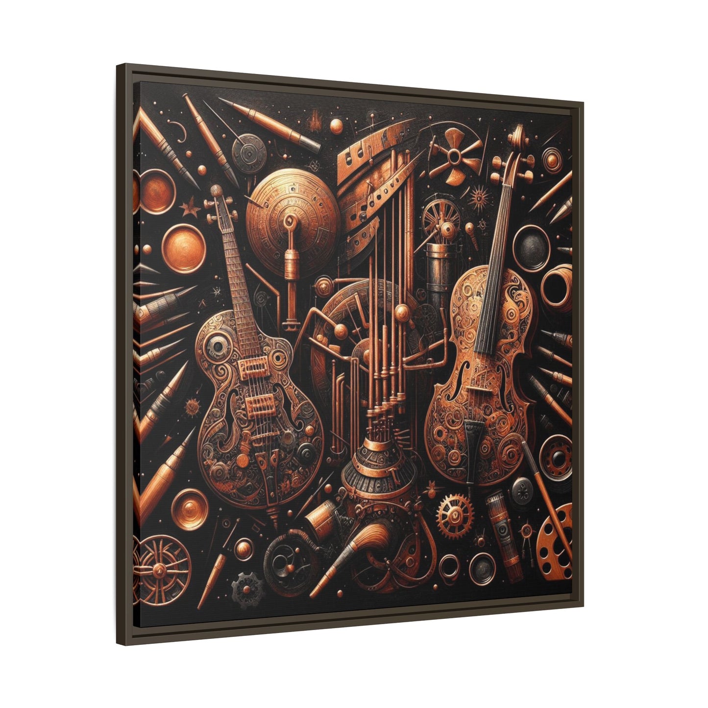 Modern Music-Themed Print Abstract Design Unique Framed Canvas Print Steampunk Wall Art Music Lover Gift Decor 3 frame colors