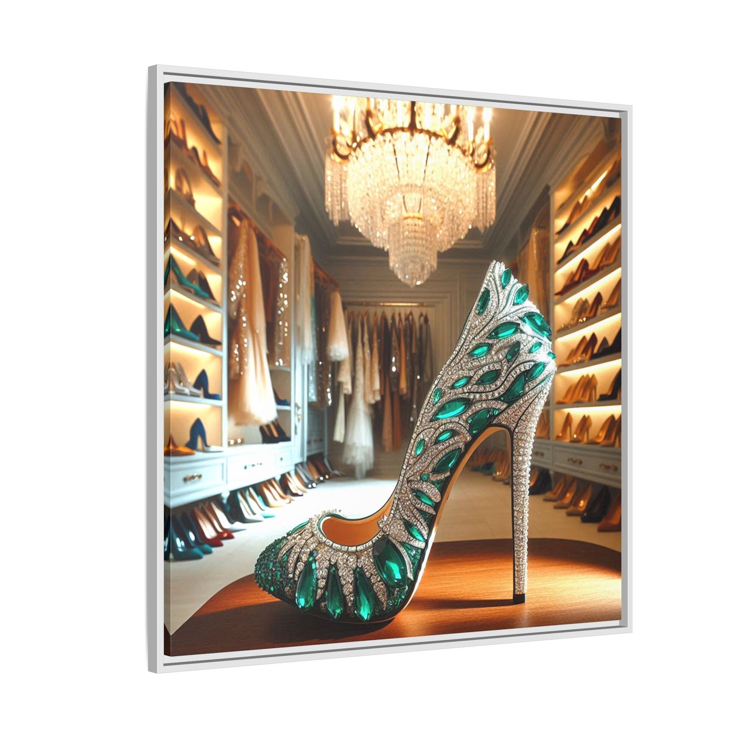 High Heel Shoe Framed Canvas Print Wall Art Unique Fashion Designer Style Haute Couture Shoe Lover Fashionista Gift Decor 3 Frame Colors