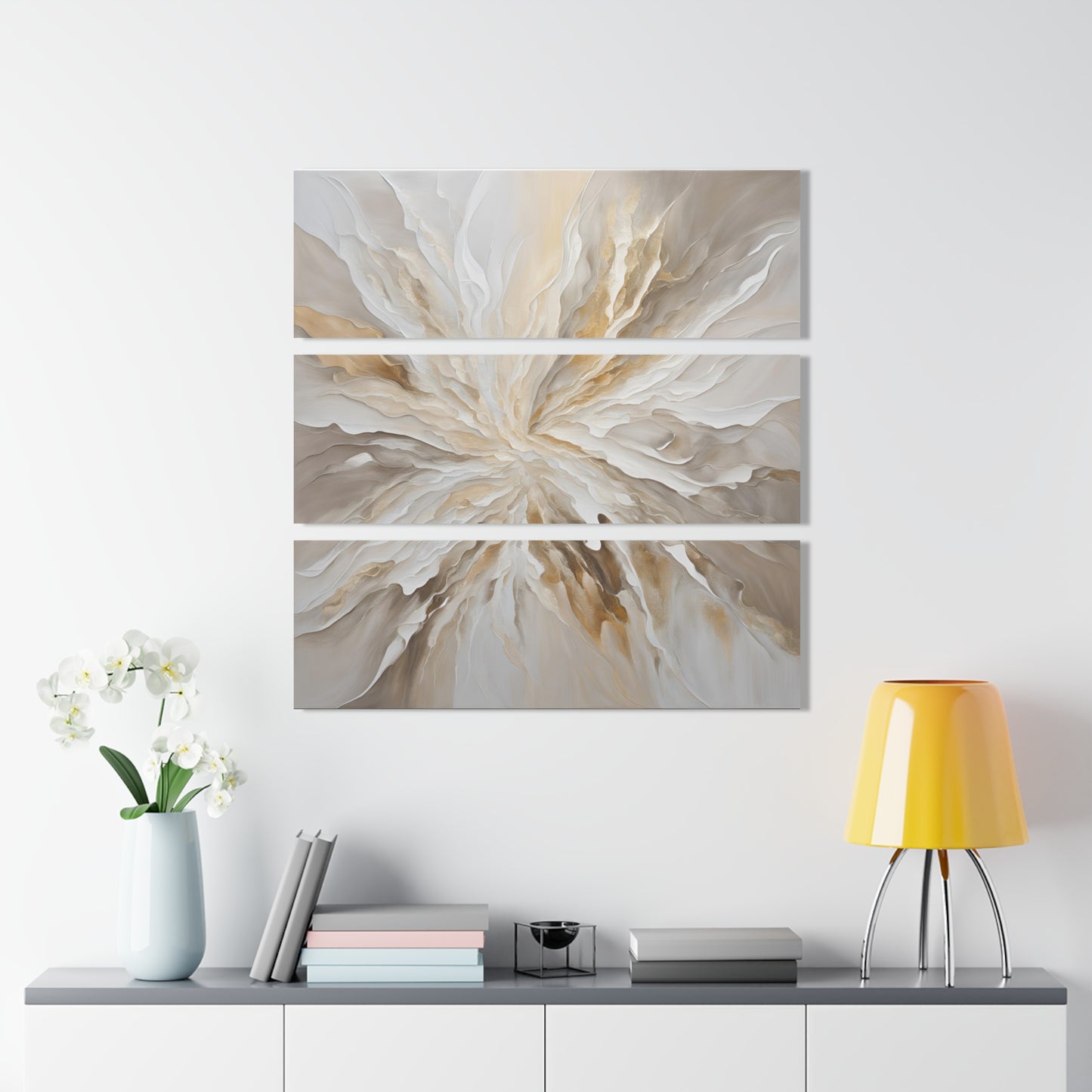 Modern Art Style Starburst Design Triptych Acrylic Print Wall Art Unique Floral Abstract Art 3-Panel Wall Decor