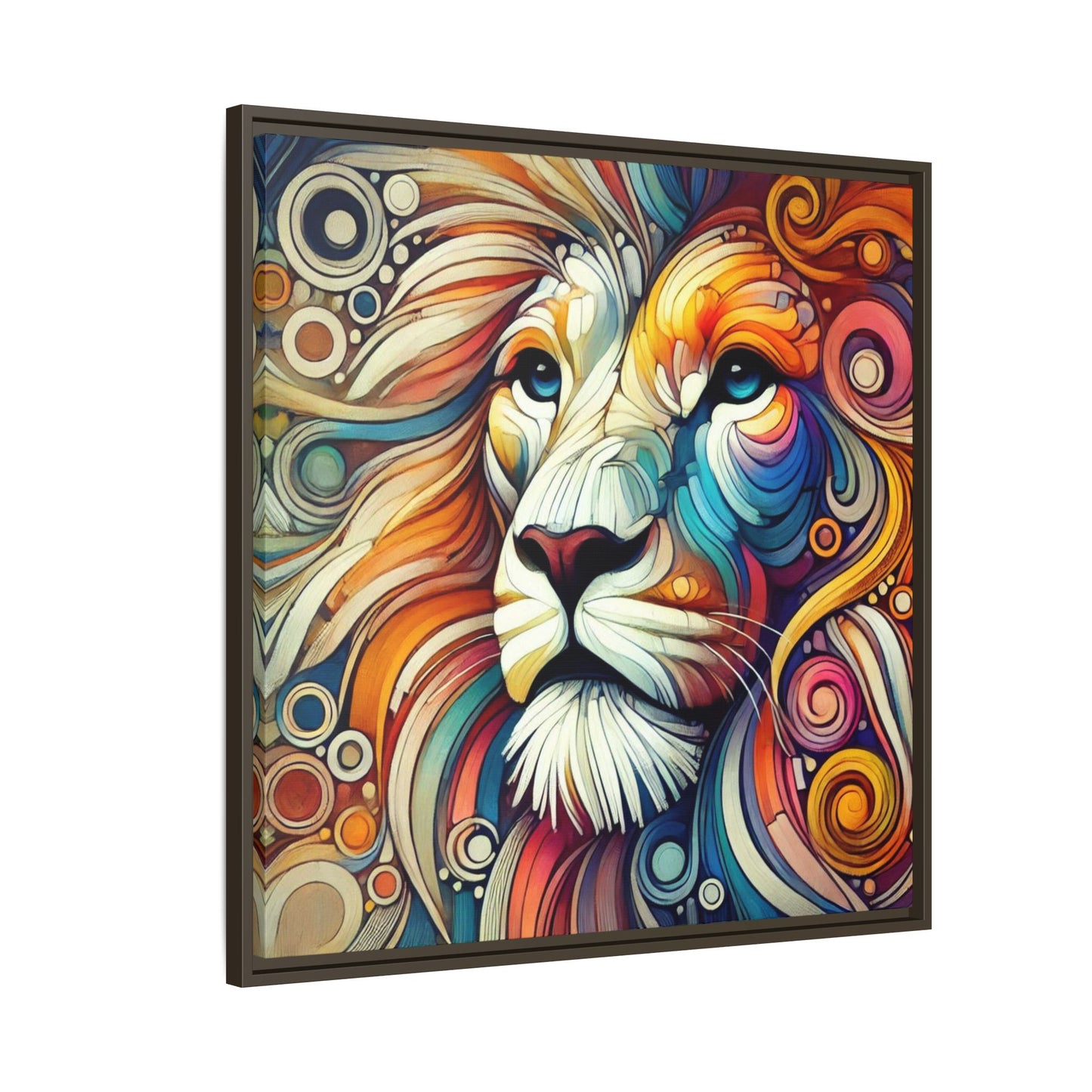 Modern Lion Print Abstract Design Unique Framed Canvas Print King of Jungle Wall Art Animal Lover Gift Nature Lover Decor 3 frame colors