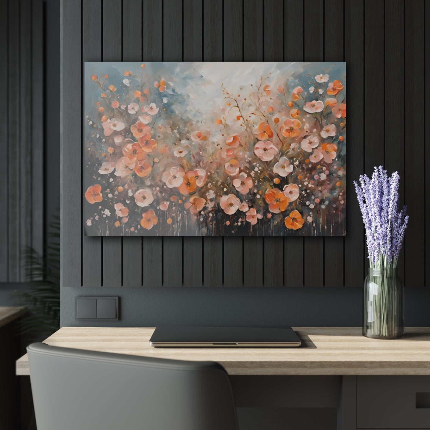 Large Floral Design Acrylic Print with French Cleat Nature Lover Wall Art Flower Lover Gift Poppy Flower Artwork Modern Garden Home Decor