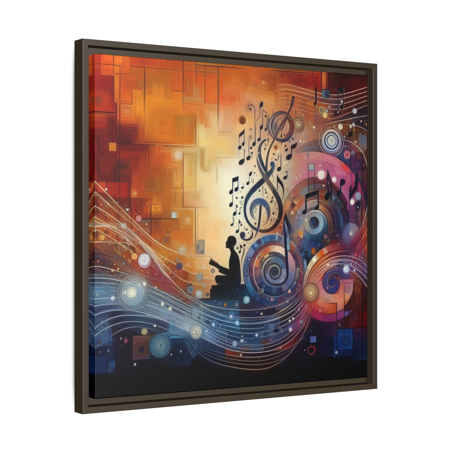 Modern Music-Themed Print Abstract Design Unique Framed Canvas Print Treble Clef Note Wall Art Music Lover Gift Decor 3 frame colors
