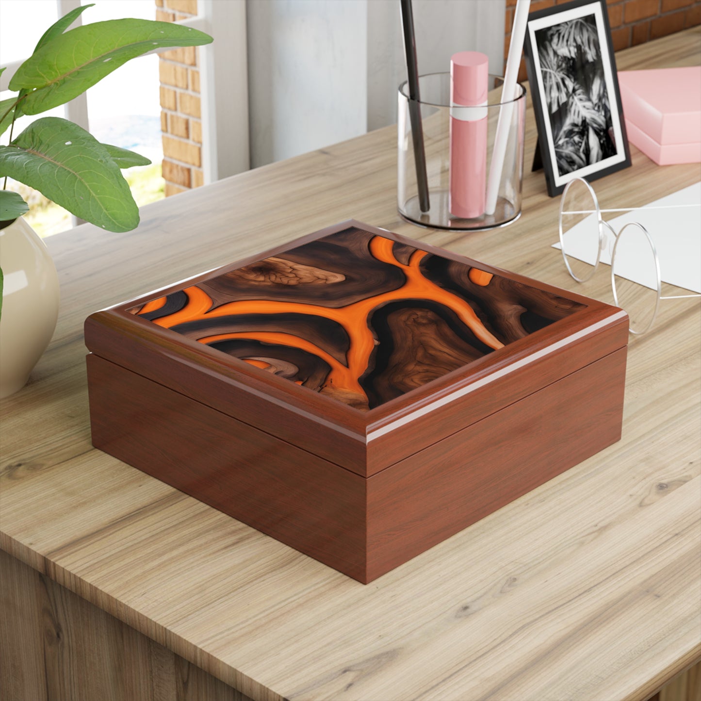 Unique Art Print Design Jewelry Box Trinket Box Bedroom Dresser Decor Vanity Gift Box - 3 colors to choose from