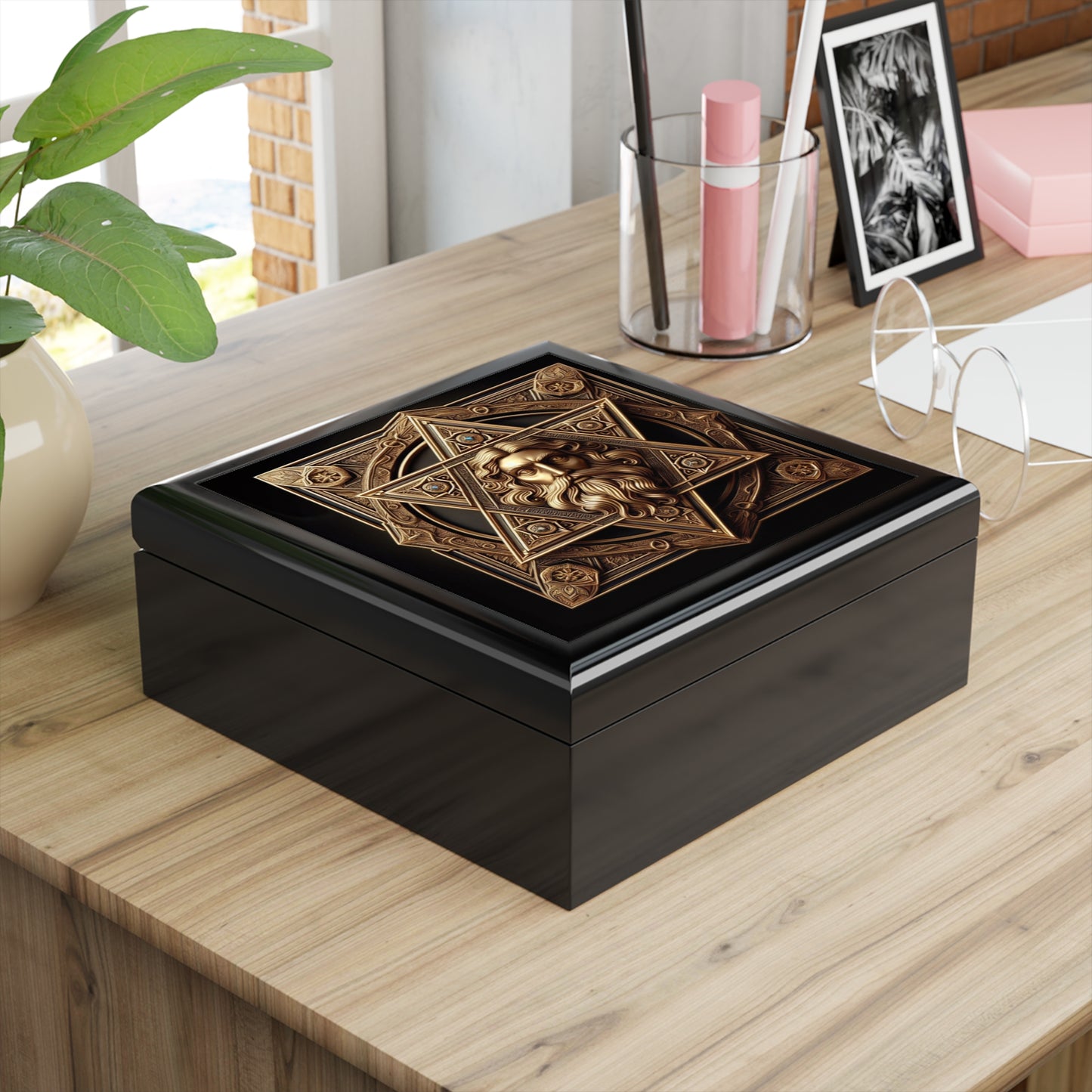 Star of David Wood Jewelry Box Handcrafted Holiday Trinket Rustic Keepsake Gift for Him Her Festive Vanity Storage Hanukkah Decor