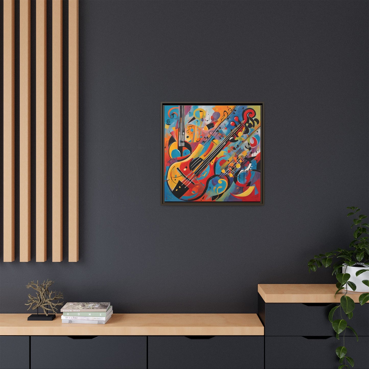 Modern Music-Themed Print Abstract Design Unique Framed Canvas Print Guitar Wall Art Music Lover Gift Decor 3 frame colors