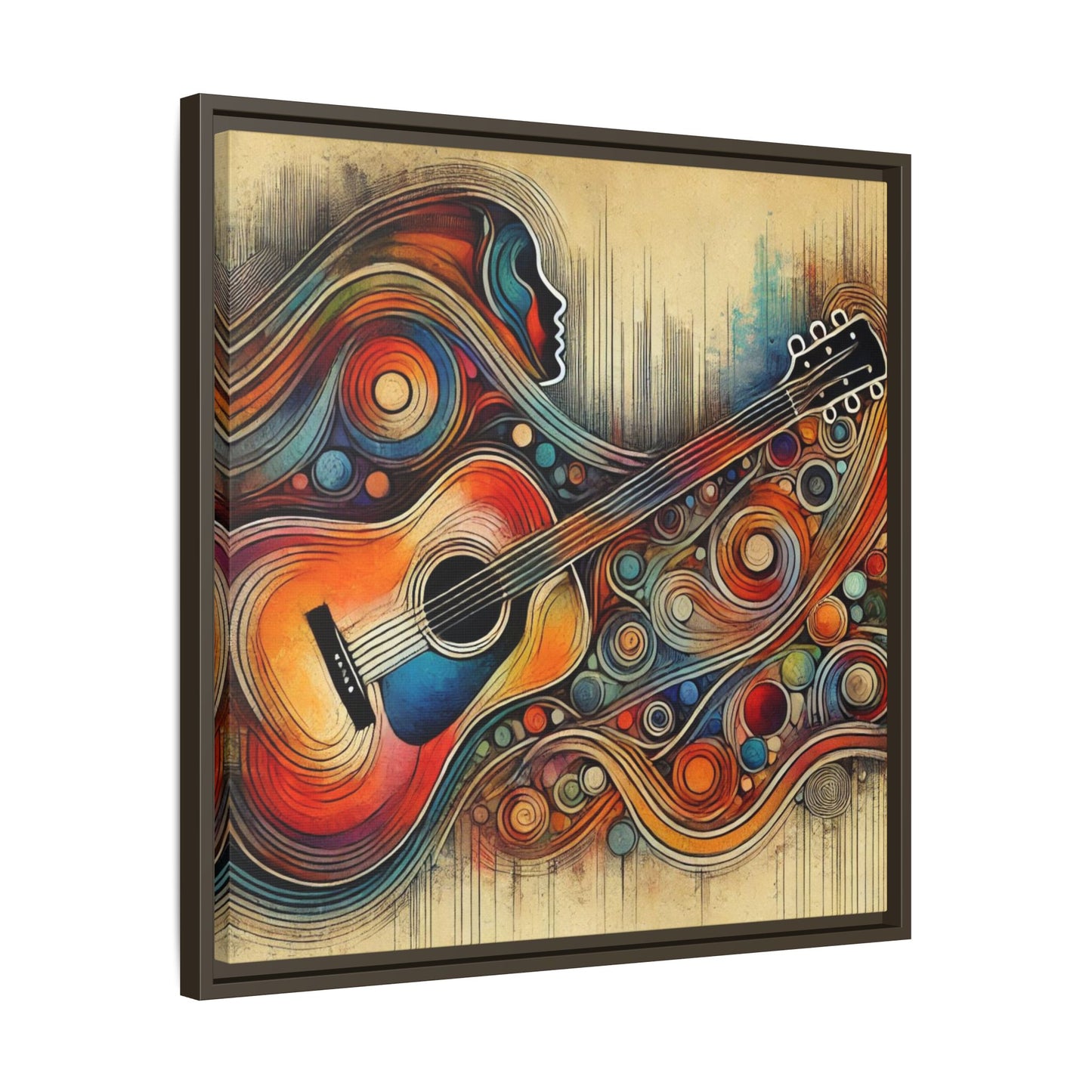 Modern Music-Themed Print Abstract Design Unique Framed Canvas Print Guitar Wall Art Music Lover Gift Decor 3 frame colors