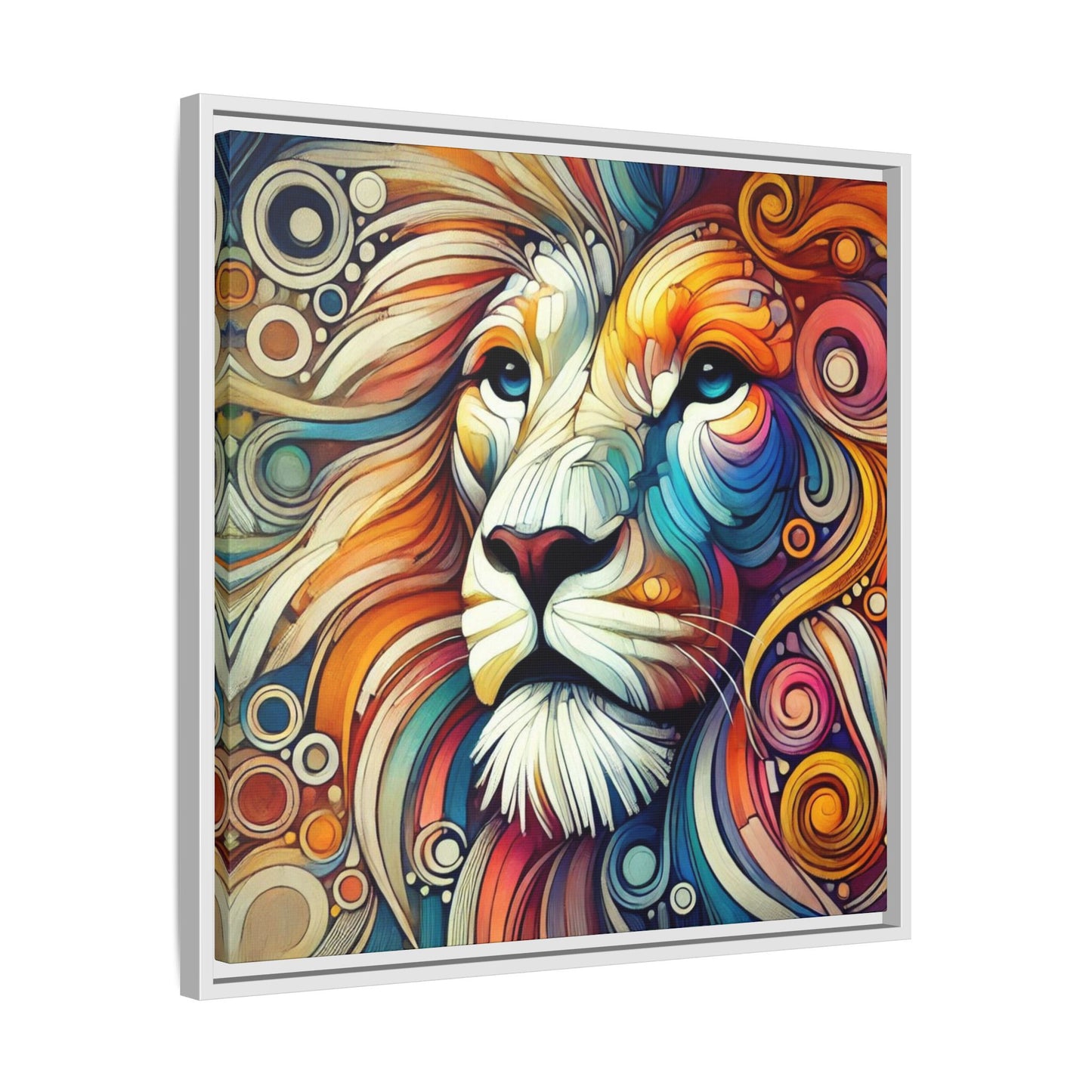 Modern Lion Print Abstract Design Unique Framed Canvas Print King of Jungle Wall Art Animal Lover Gift Nature Lover Decor 3 frame colors