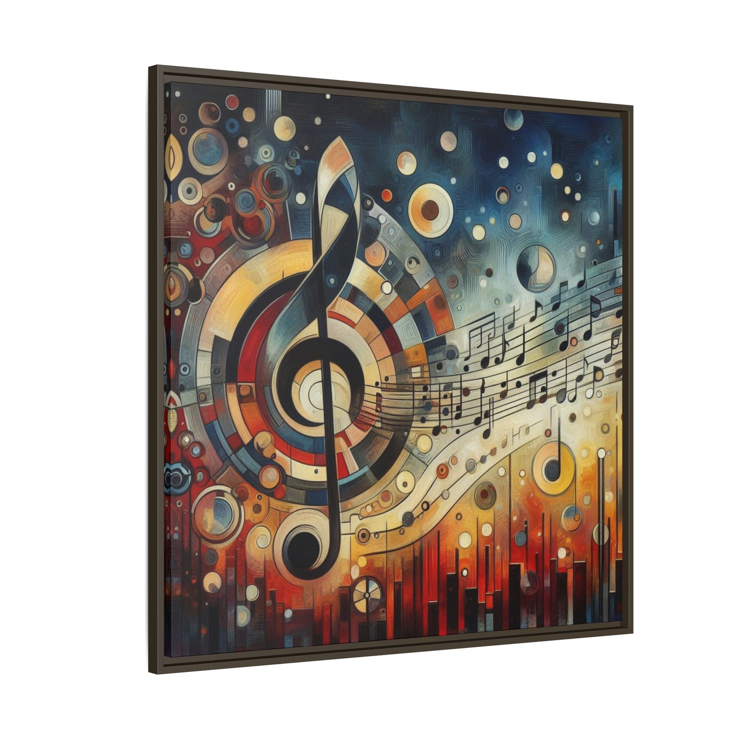 Modern Music-Themed Print Abstract Design Unique Framed Canvas Print Treble Clef Note Wall Art Music Lover Gift Decor 3 frame colors