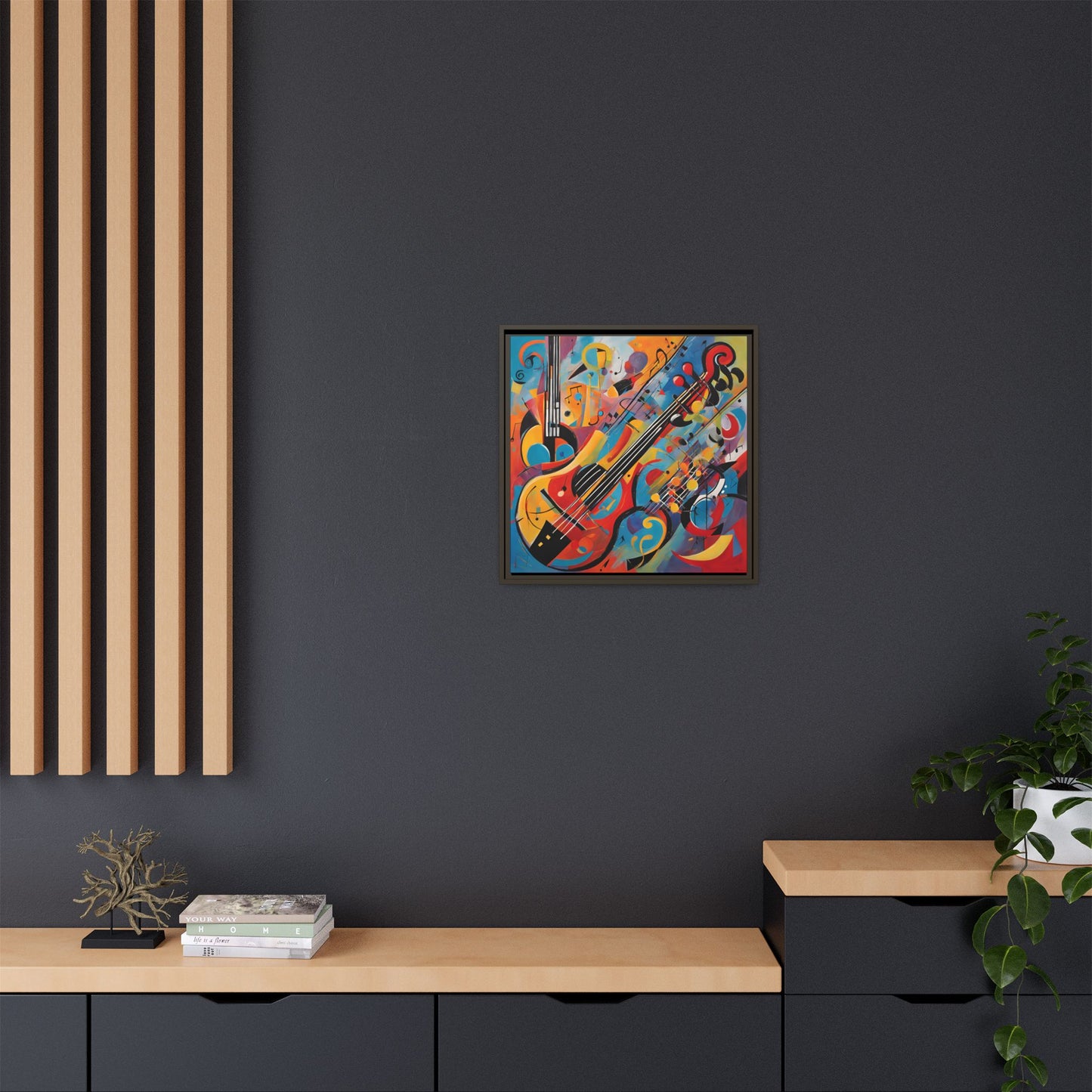 Modern Music-Themed Print Abstract Design Unique Framed Canvas Print Guitar Wall Art Music Lover Gift Decor 3 frame colors