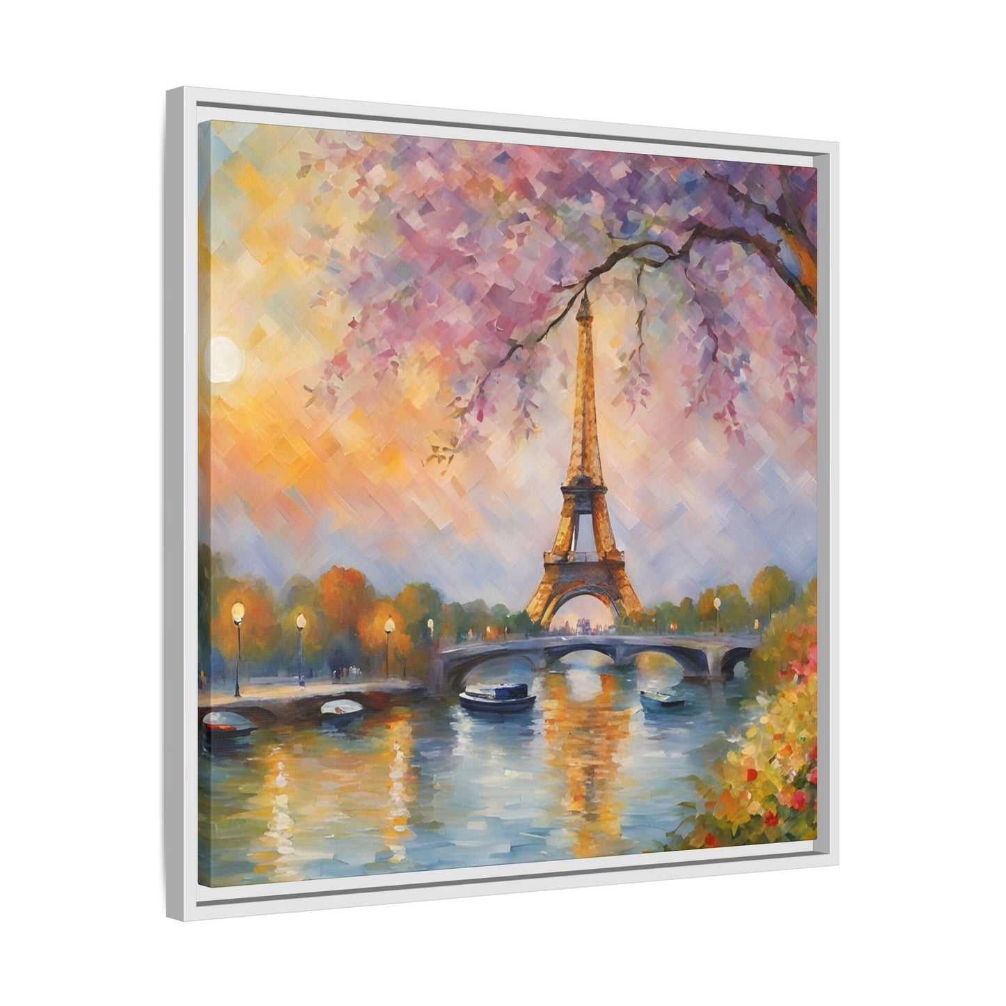 Modern Abstract Eiffel Tower Design Unique Framed Canvas Landscape Wall Art Paris France Gift Nature Lover Gift 3 frame colors