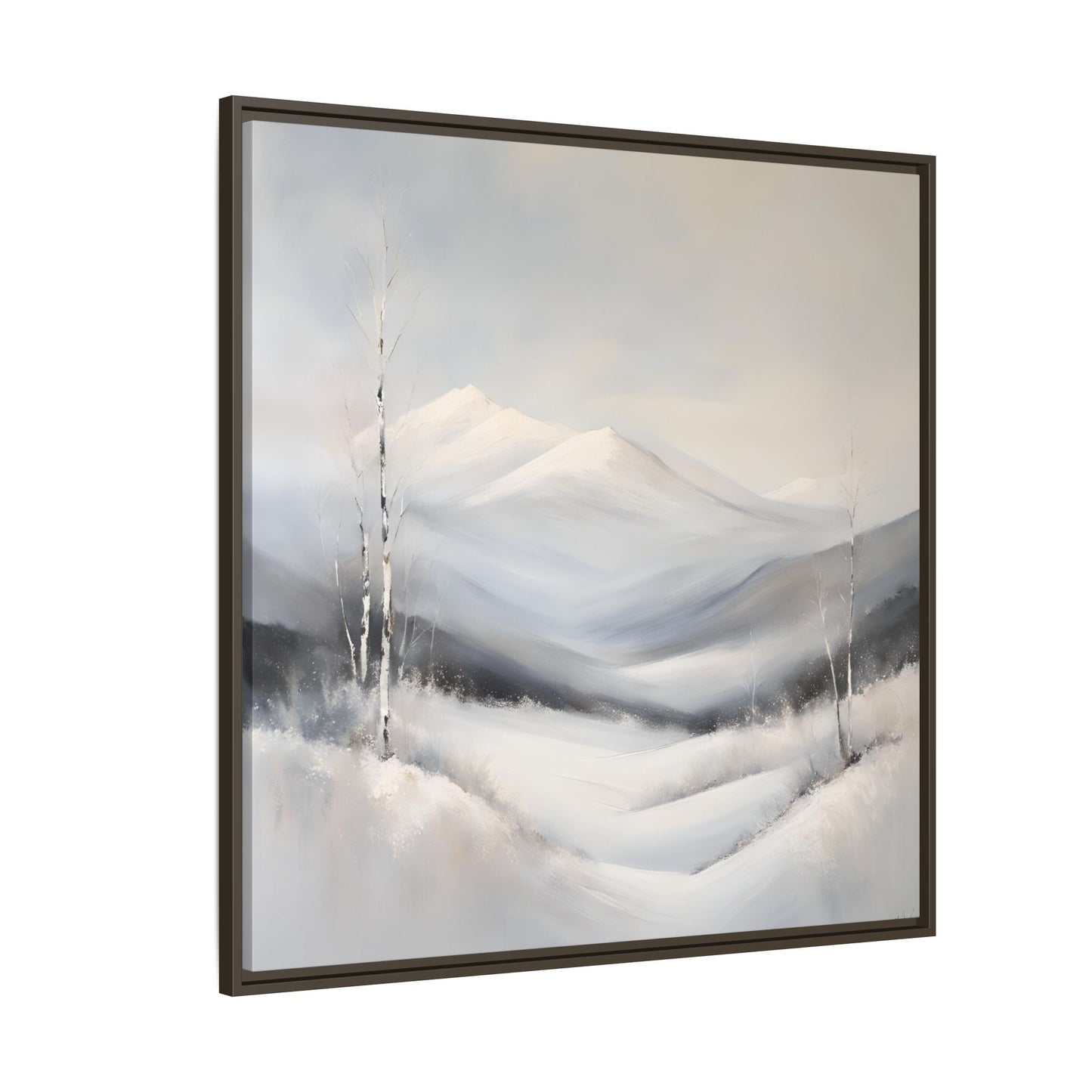 Modern Abstract Mountain Design Unique Framed Canvas Wall Art Snowy Gift Nature Lover Gift 3 frame colors