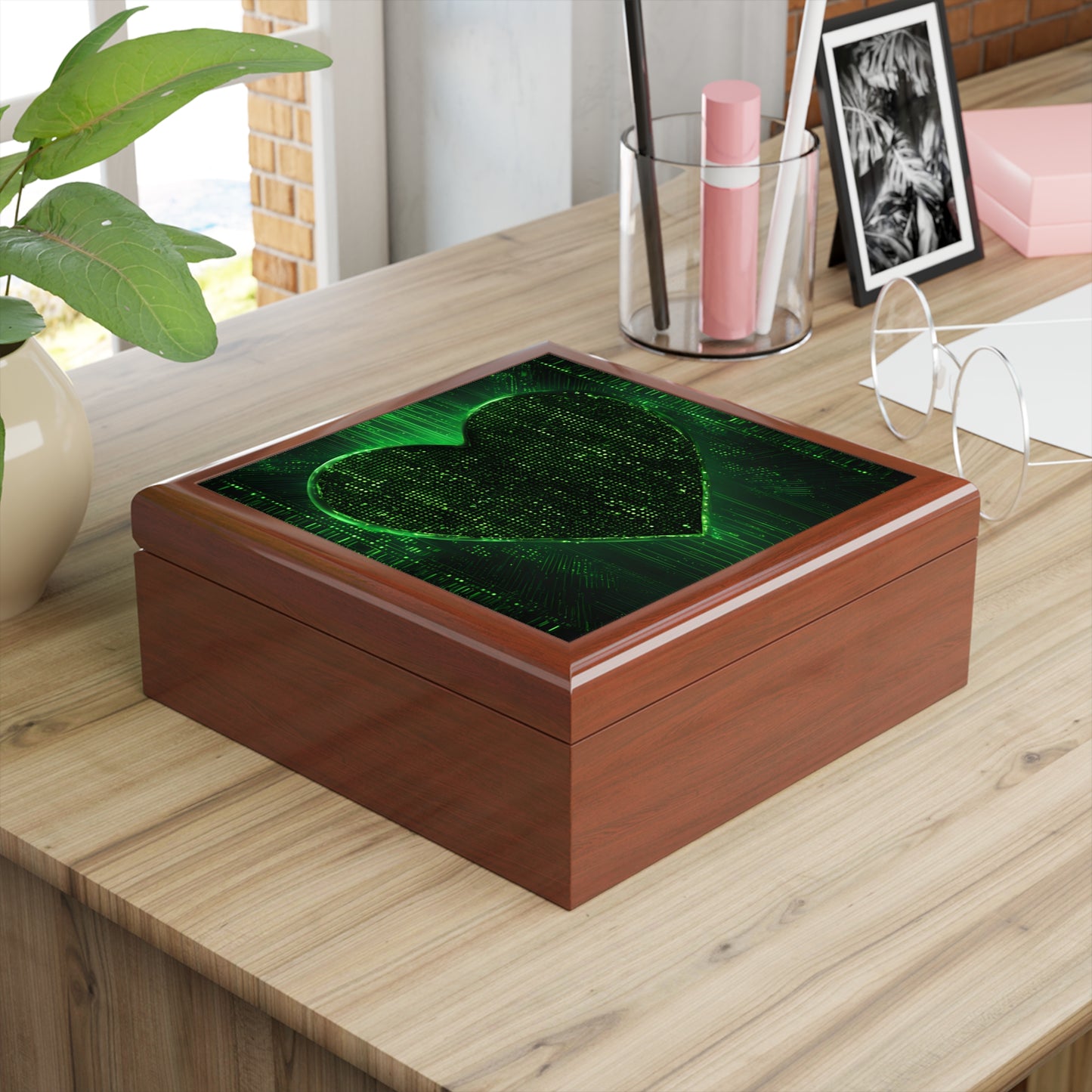Unique Computer Matrix Art Print Design Jewelry Box Trinket Box Bedroom Dresser Decor Vanity Gift Box - 3 colors to choose from