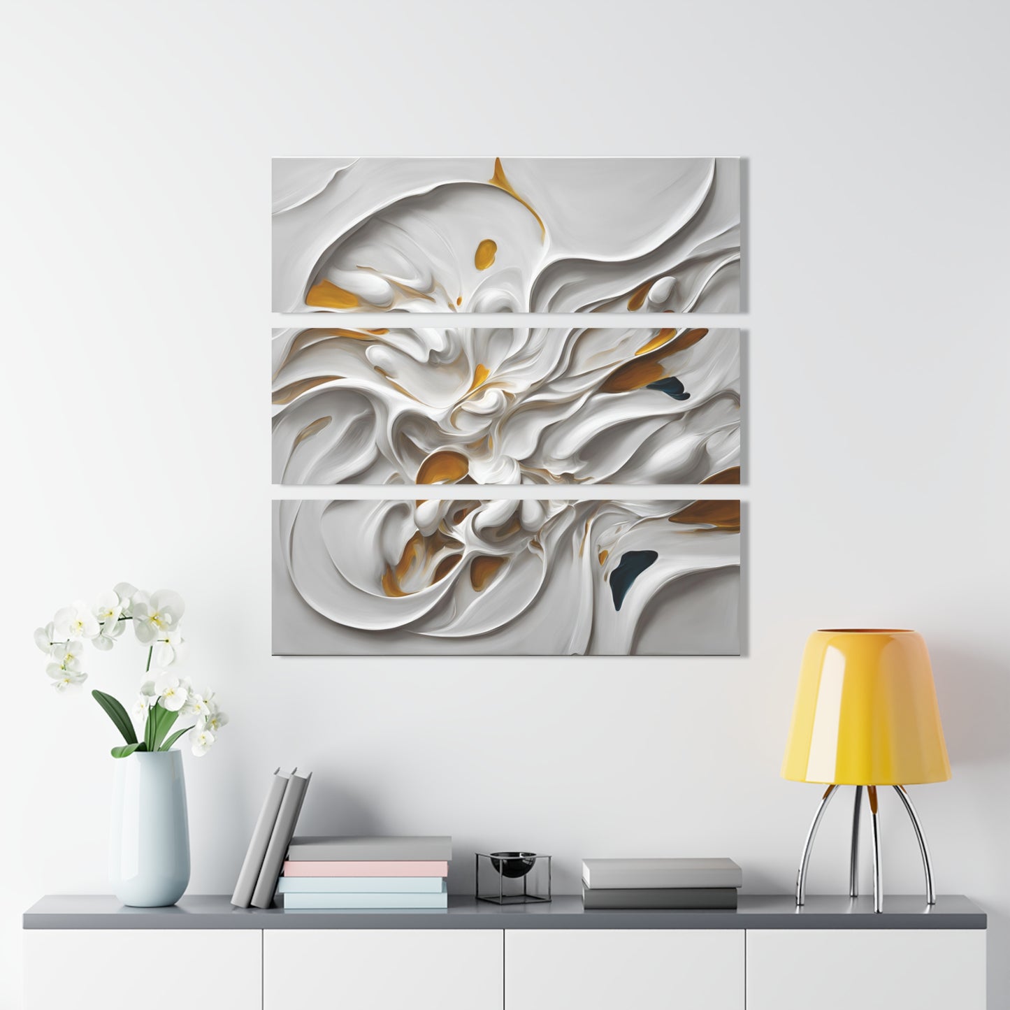 Modern Art Style Swirl Design Triptych Acrylic Print Wall Art Unique White Abstract Art 3-Panel Wall Decor Interior Decorator Art