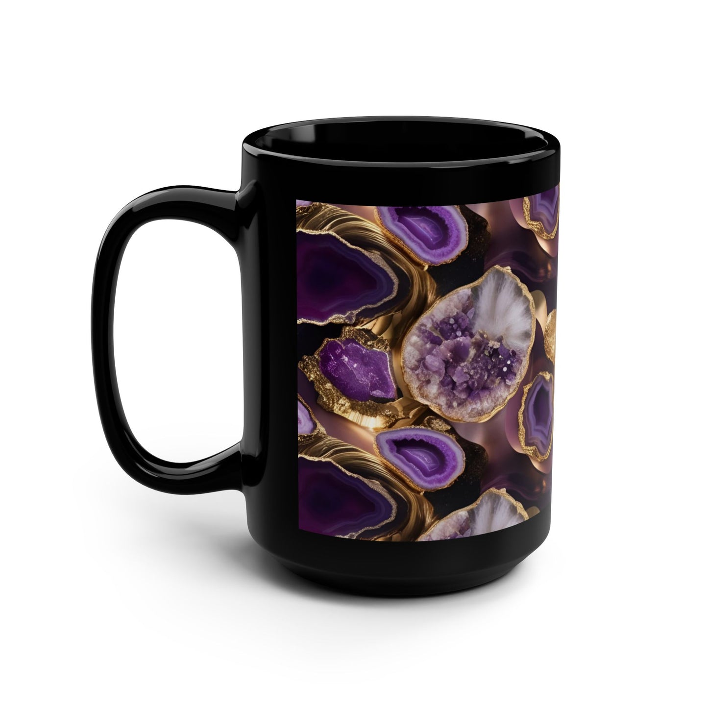 Ceramic Coffee Mug Geode-Inspired Image Nature Lover Ceramic Teacup Gardener Gift Agate-look Rock Lover 15oz Mug