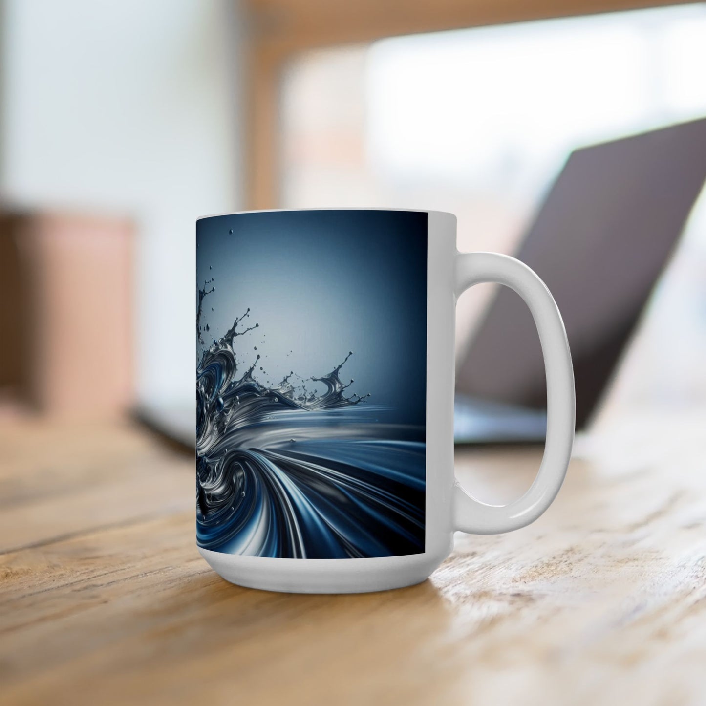 Ceramic Coffee Mug Modern Liquid Metal Wave Design Mug Tea Cup Oceanic Swirl Design Salt Life Surfer Ceramic Mug
