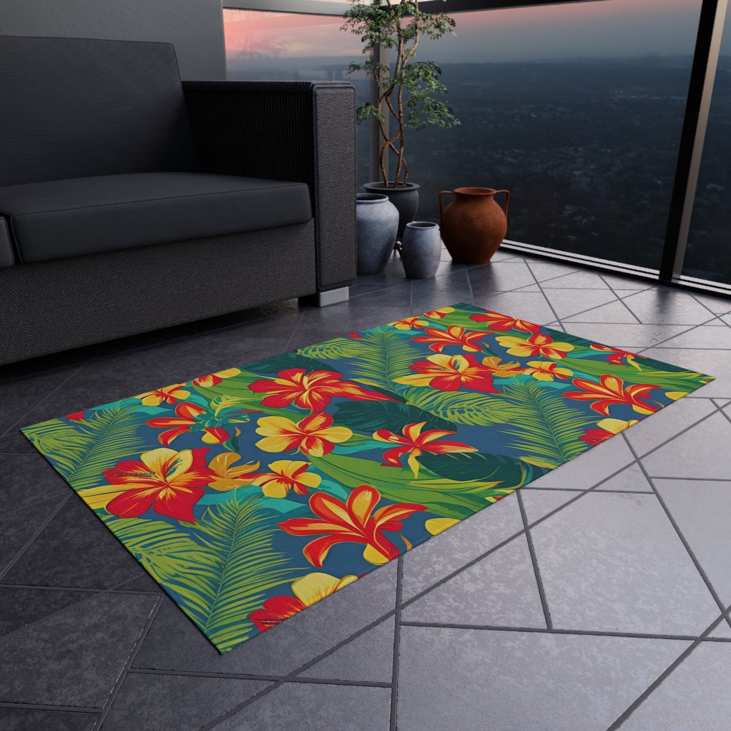 Chenille Outdoor Rug with No-Skid Backing Cozy Outdoor Carpet Patio Decor Gazebo Tropical Rug Pool Area Decor Outdoor Kitchen Carpet