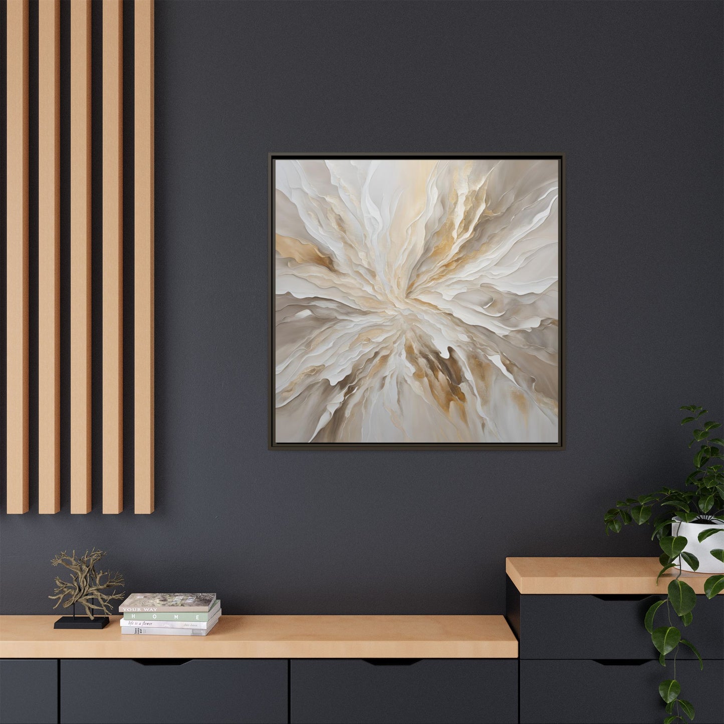 Modern Abstract Floral Design Unique Framed Canvas Wall Art Starburst Gift Nature Lover Gift Garden Lover Gift 3 frame colors